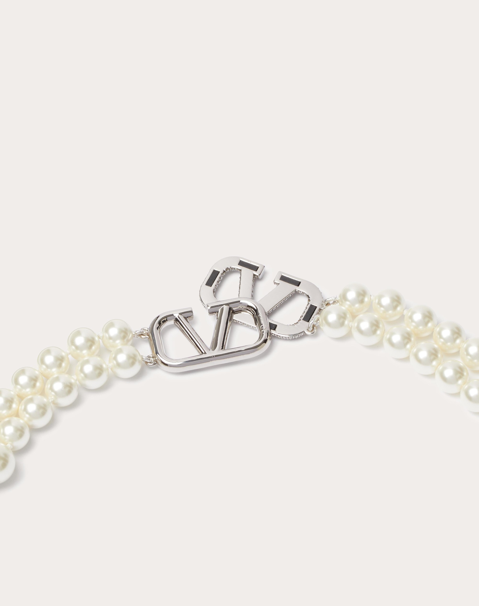 VLOGO SIGNATURE METAL NECKLACE WITH PEARLS AND SWAROVSKI® CRYSTALS - 4
