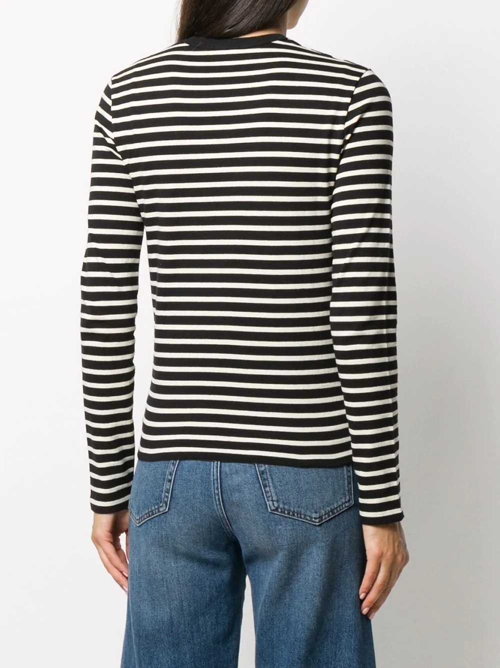 logo embroidered striped top - 4