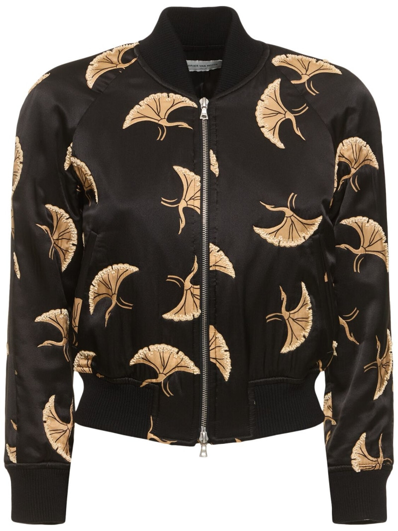 Fluid silk blend satin printed jacket - 1