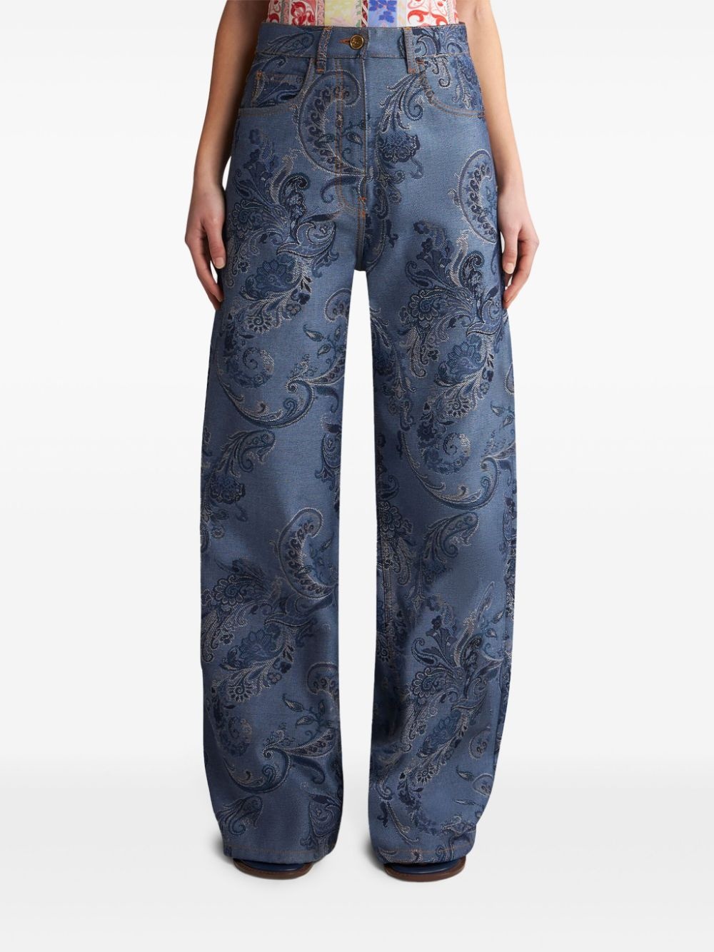 paisley-print wide-leg jeans - 3
