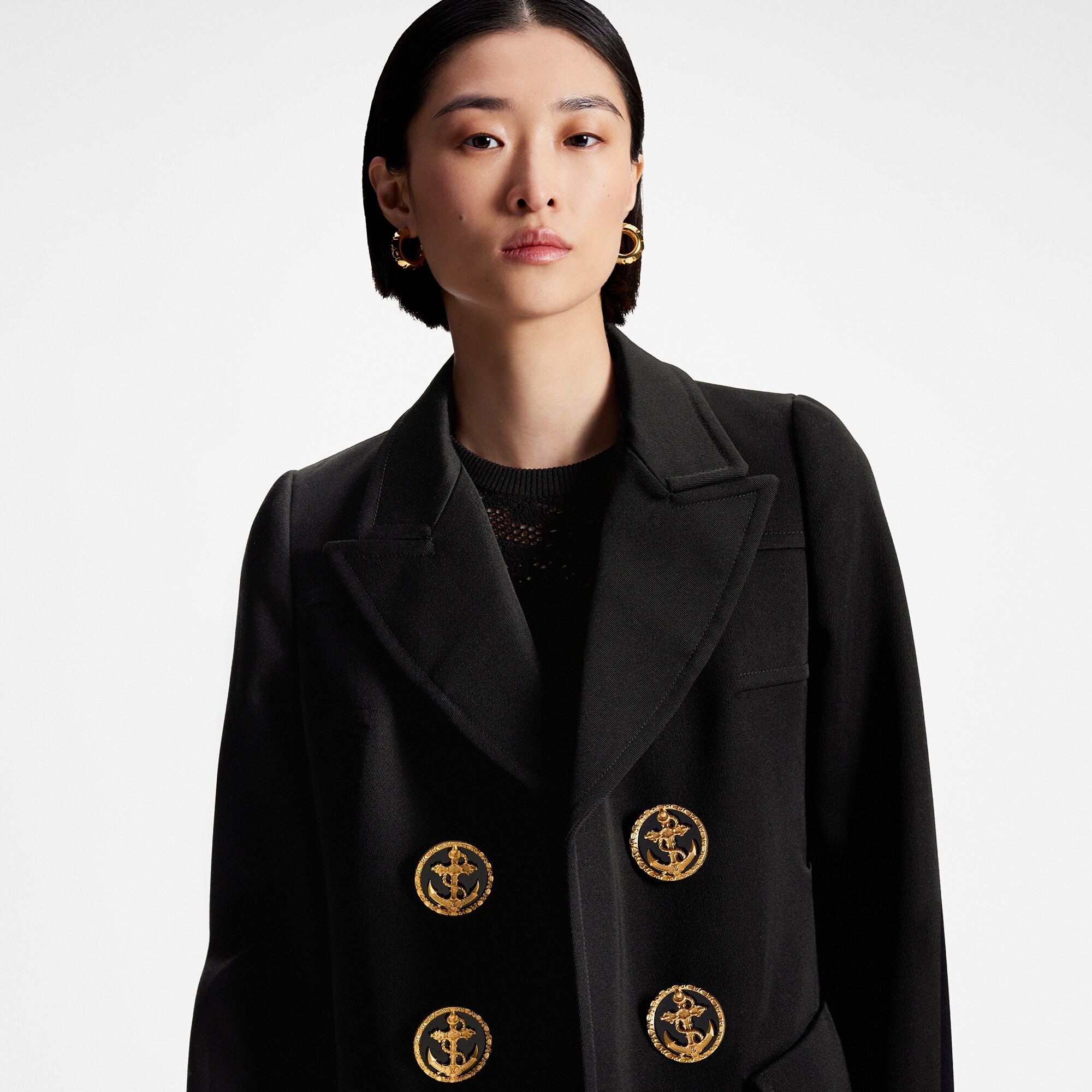 Oversized Anchor Button Jacket - 4