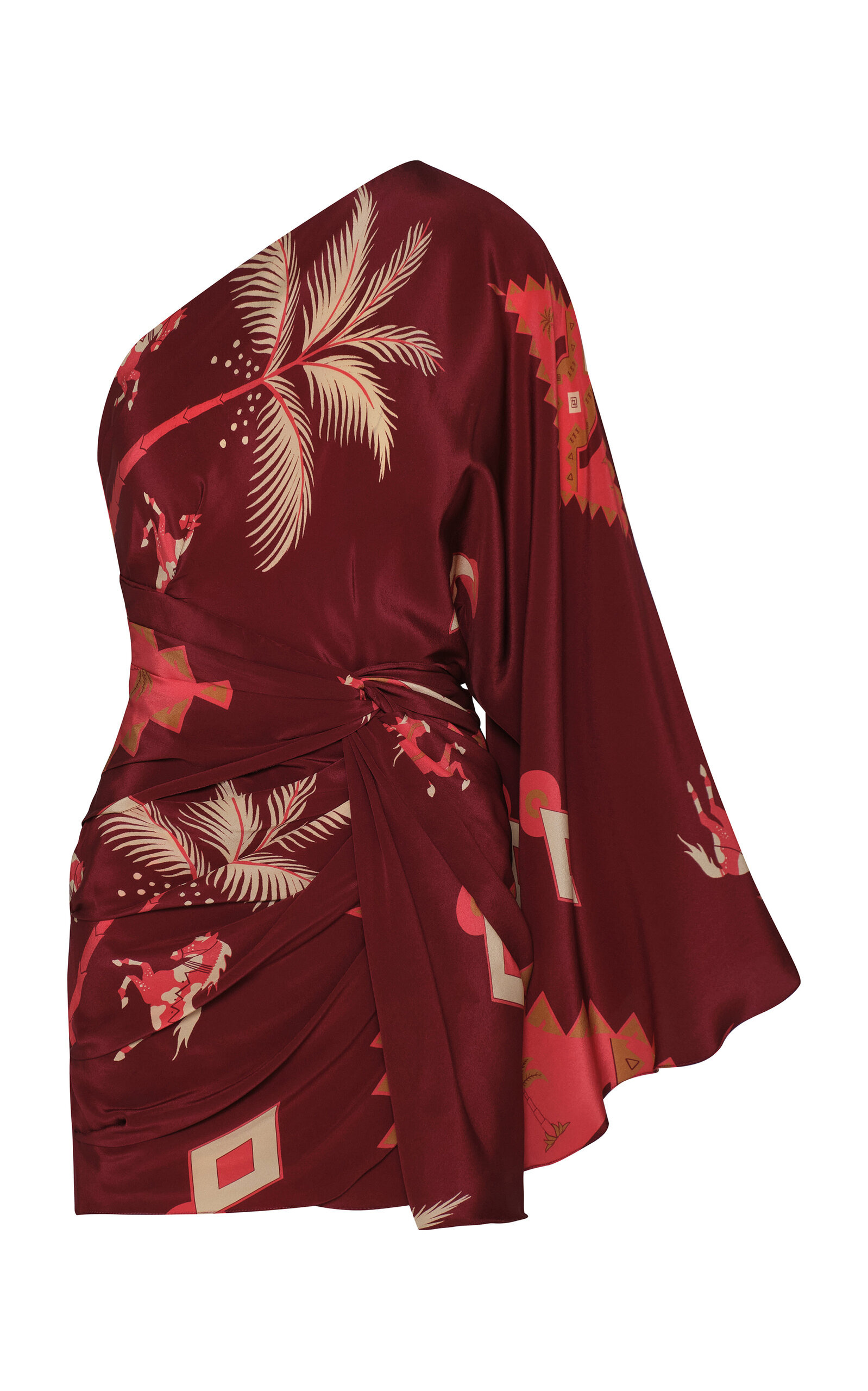 Hidden Oasis Silk Mini Dress burgundy - 5