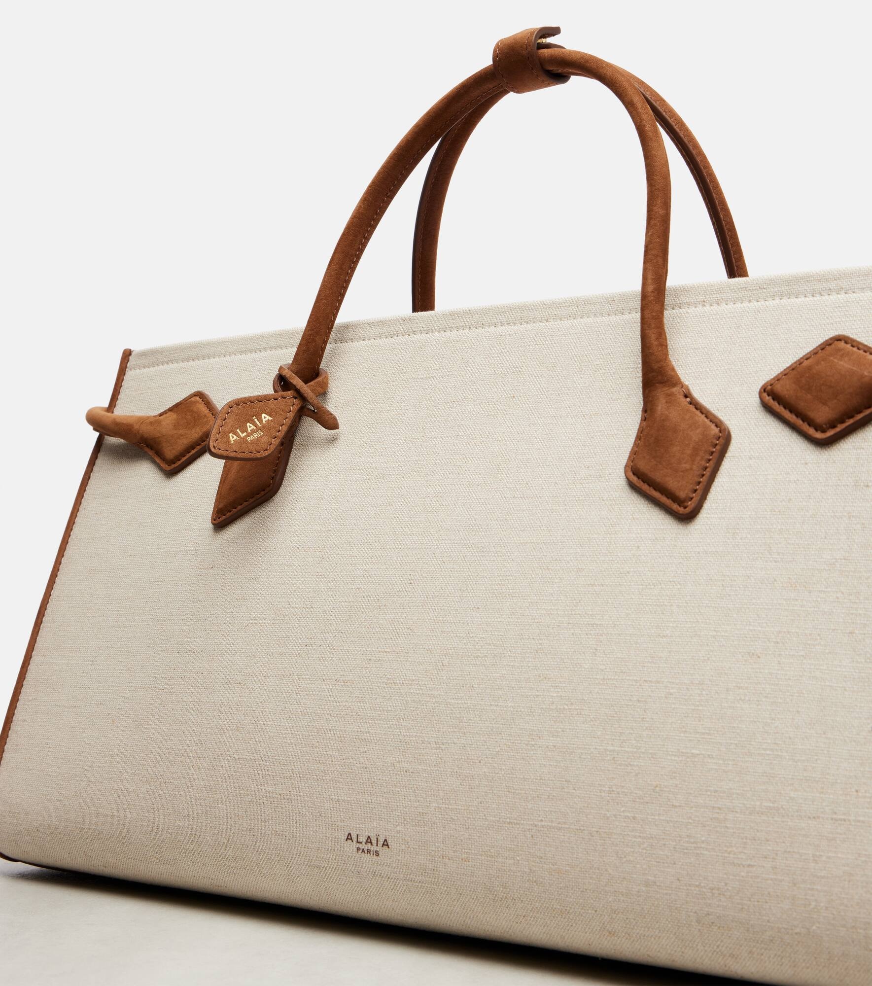 Le Teckel leather-trimmed canvas tote bag - 6