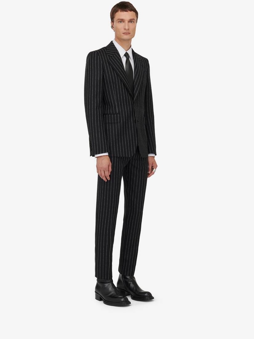 Men's Neat Shoulder Single-breasted Jacket in Black/white - 3