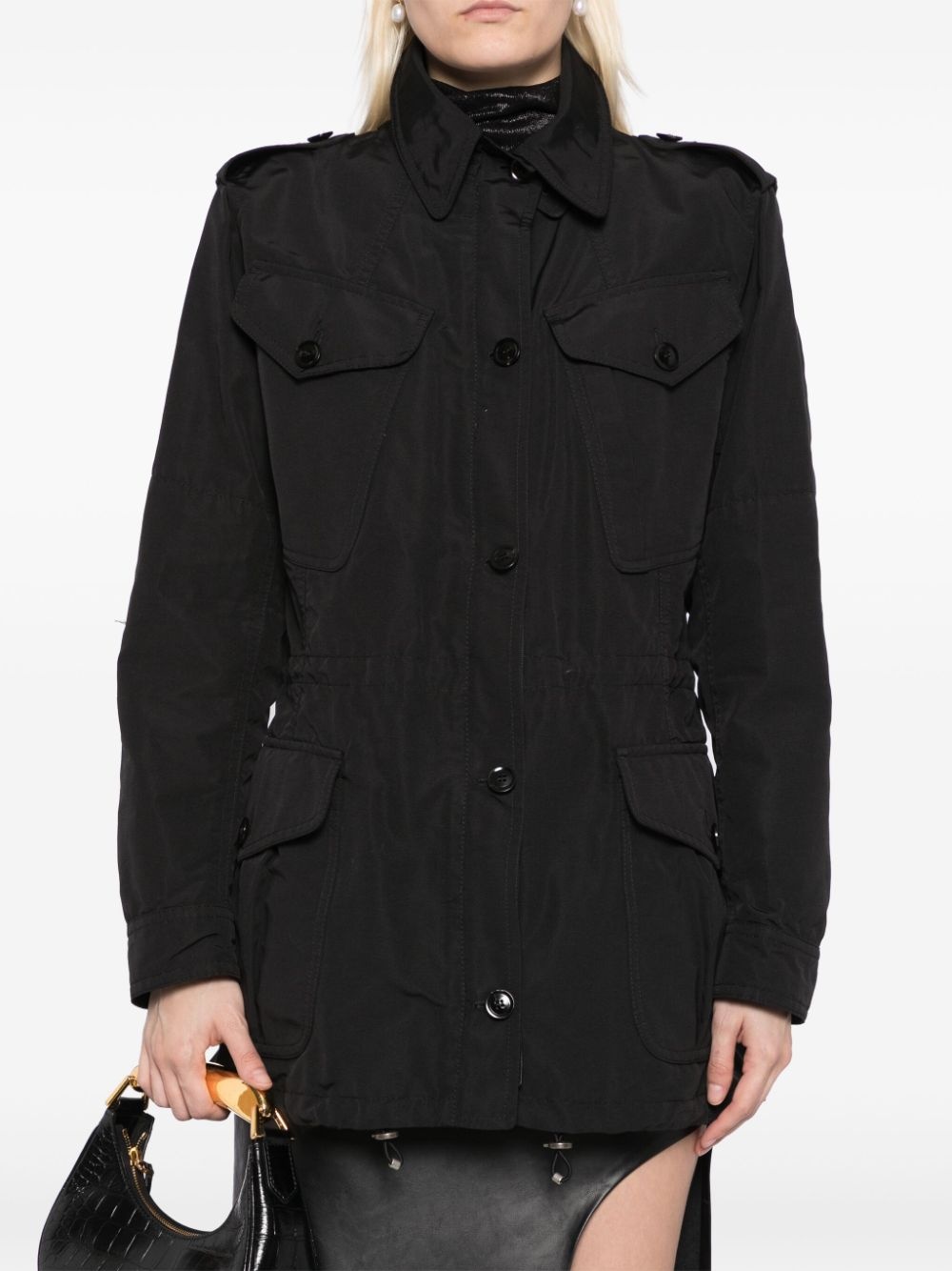 drawstring waist military jacket - 5
