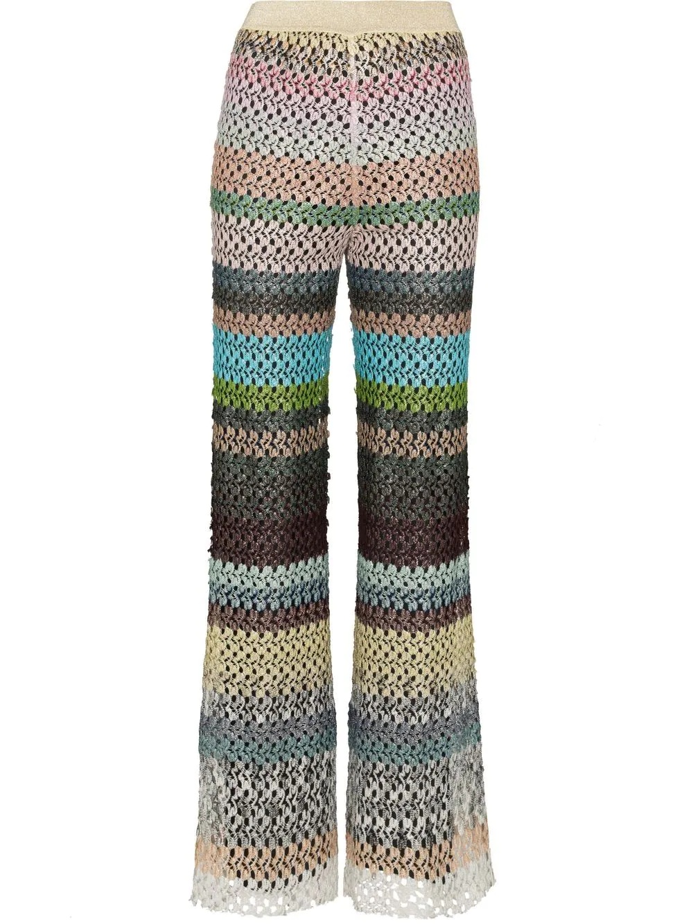 striped flared trousers - 1