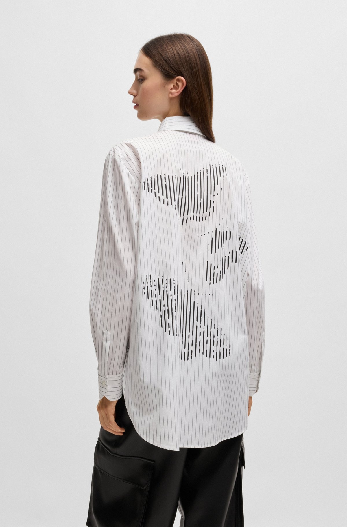 OVERSIZE-FIT BLOUSE IN STRIPED COTTON WITH BUTTERFLY PRINT - 5