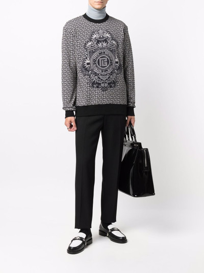 Balmain monogram-print cotton sweatshirt outlook