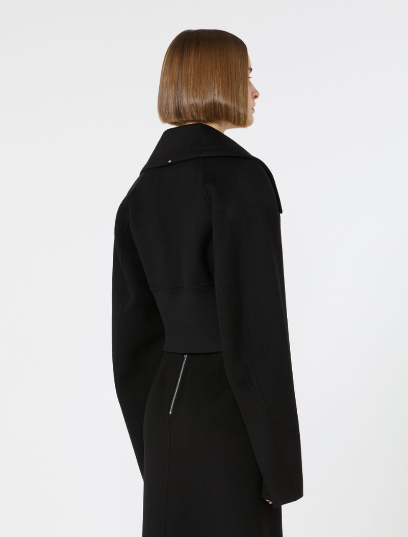 Short pure wool outerwear - black 4
