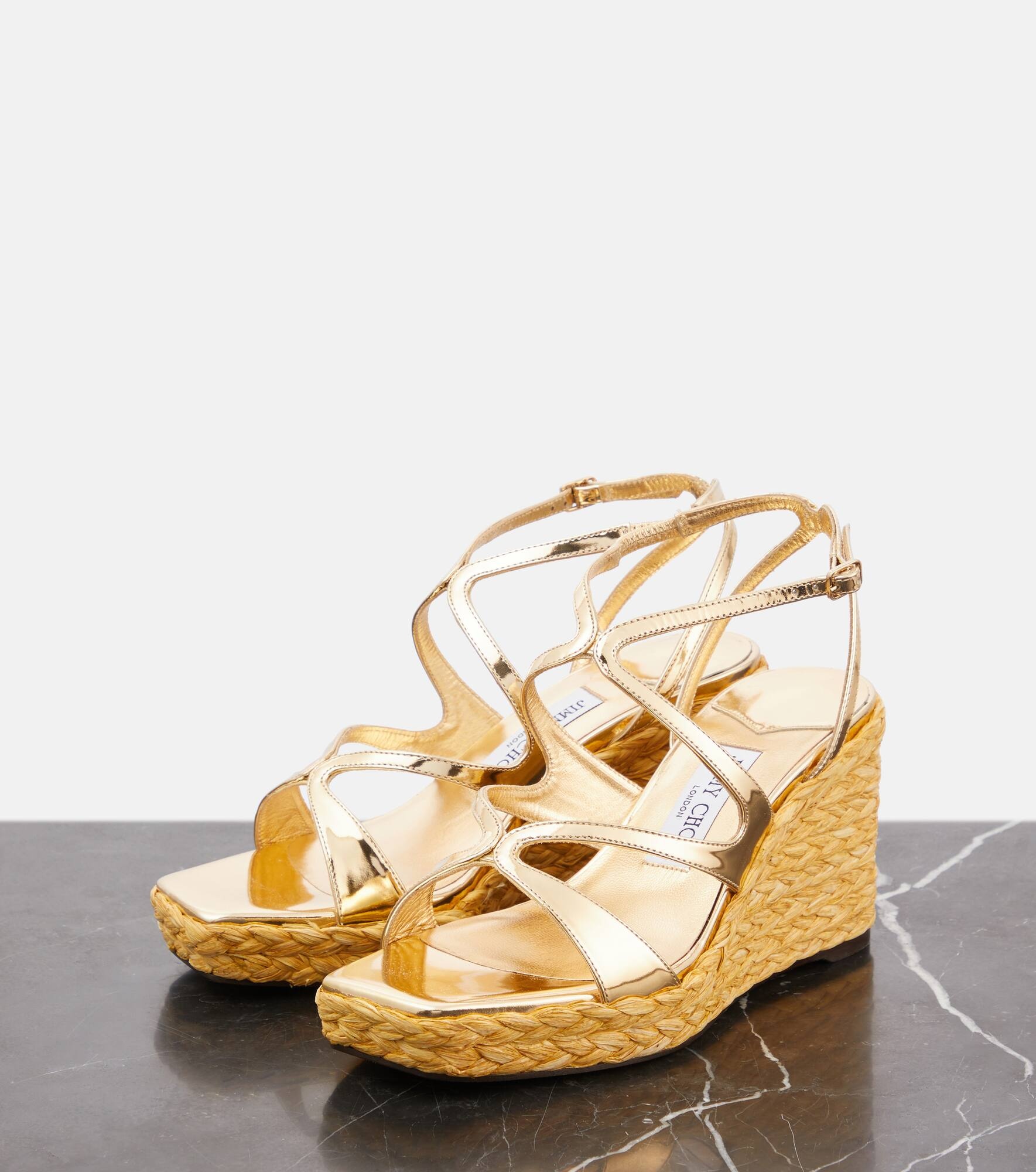 Ayla metallic leather espadrille wedges - 5