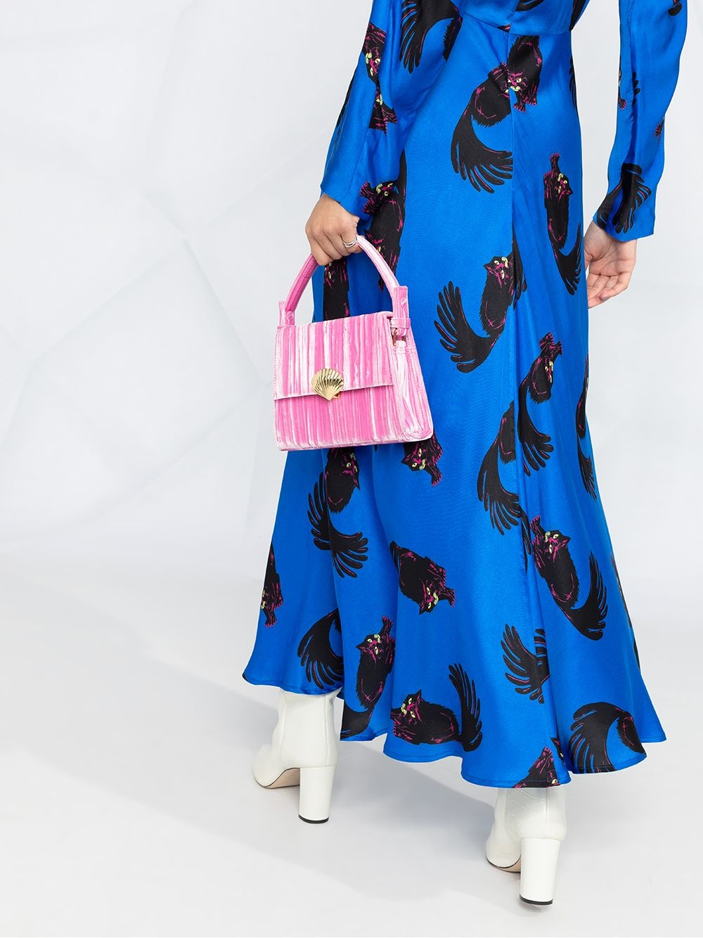 cat-print long-sleeved dress - 5