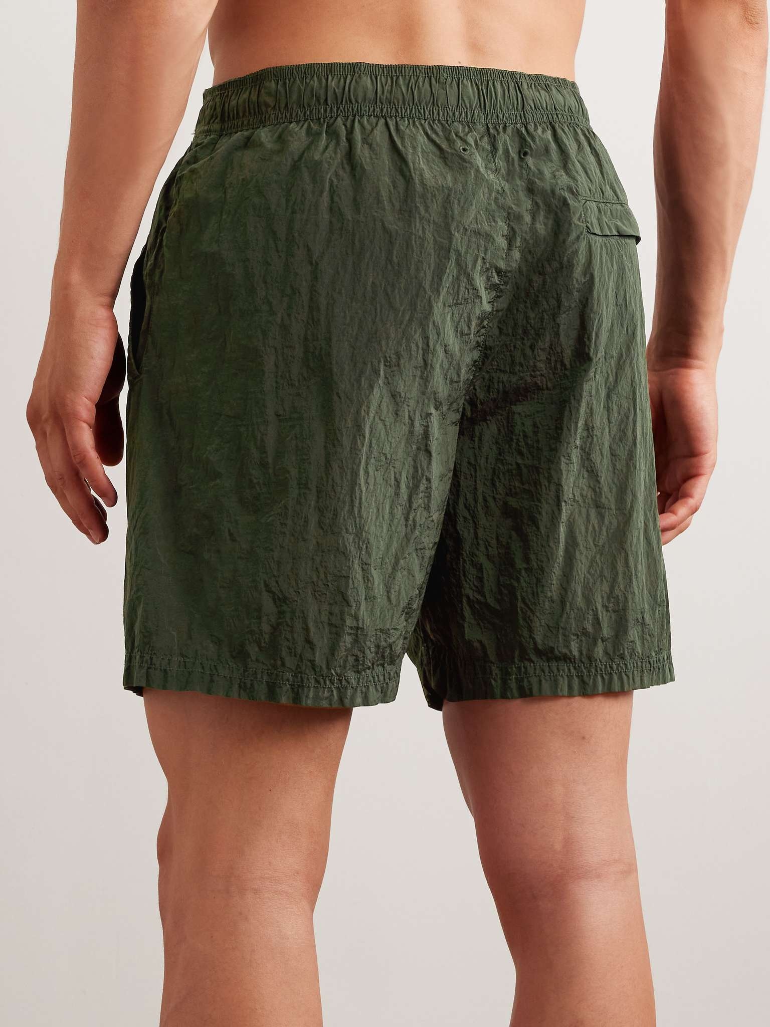 Stone Island Straight-Leg Mid-Length Logo-Appliquéd Nylon Metal Swim Shorts