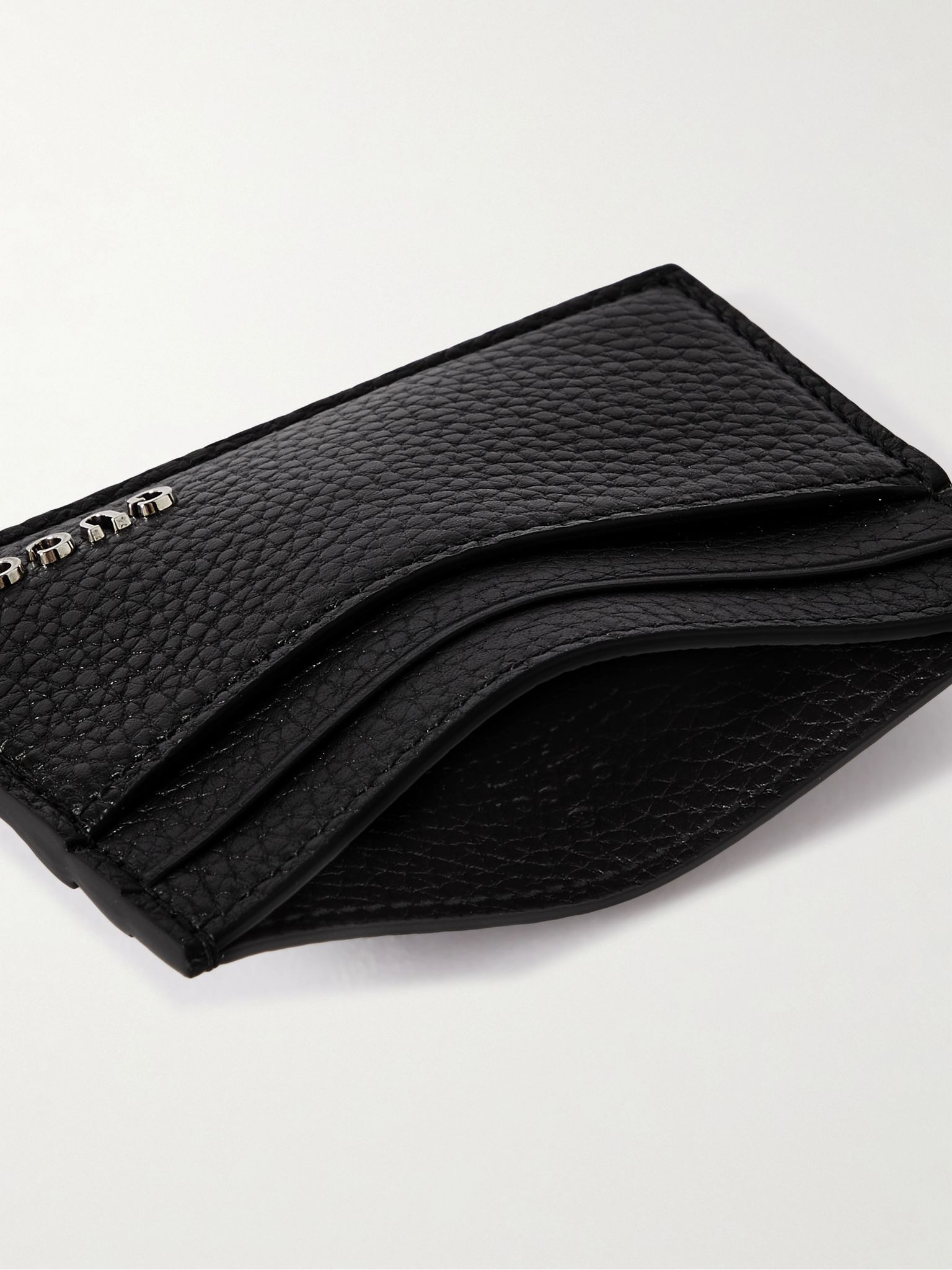Logo-Embellished Full-Grain Leather Cardholder Black - 4