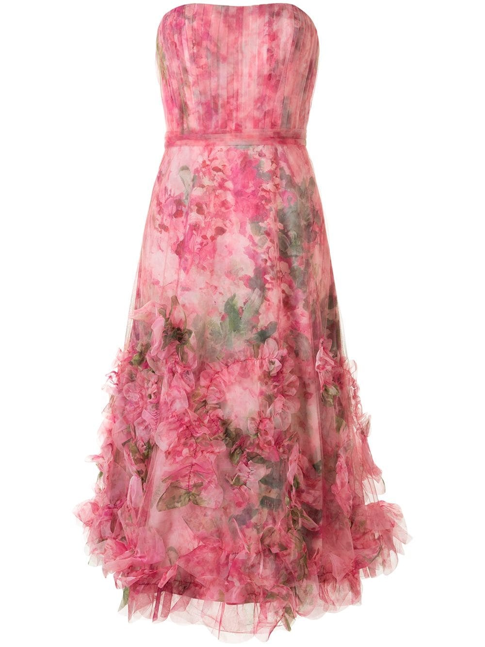 FLORAL PRINT RUFFLED TRIM GOWN - 5