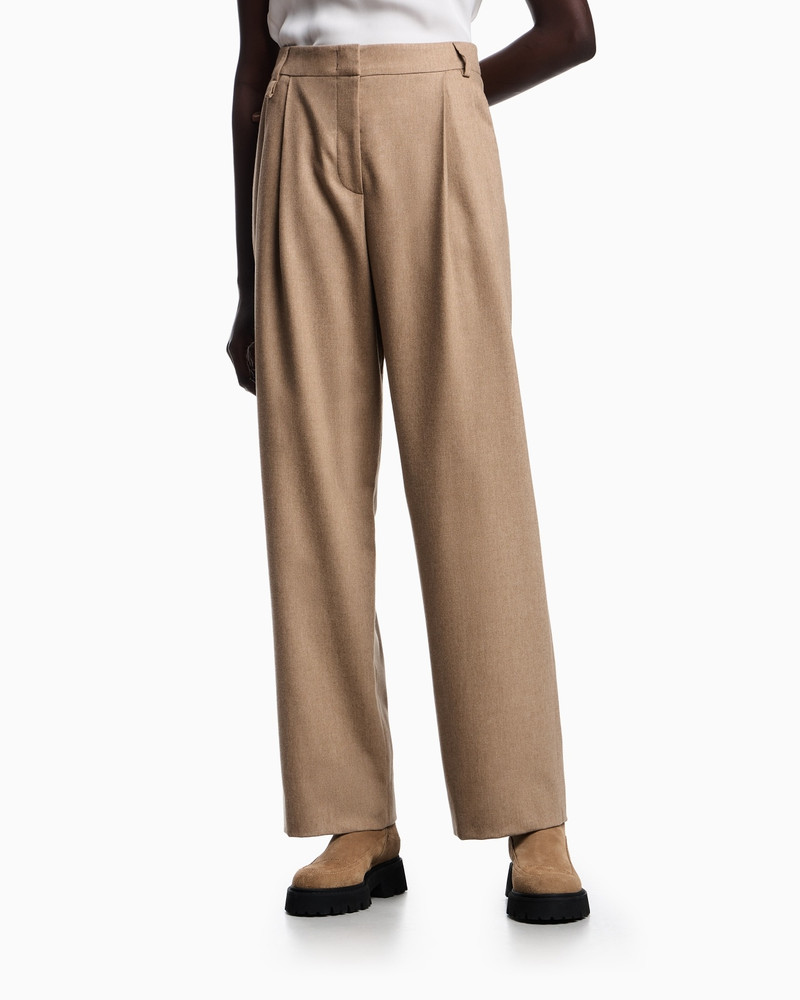 EMPORIO ARMANI ICON WOOL FLANNEL TROUSERS WITH PLEATS outlook