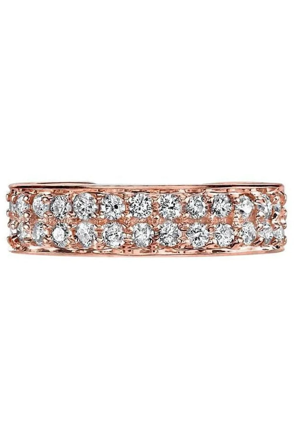 Rose Gold Double Row Diamond Ear Cuff - 1