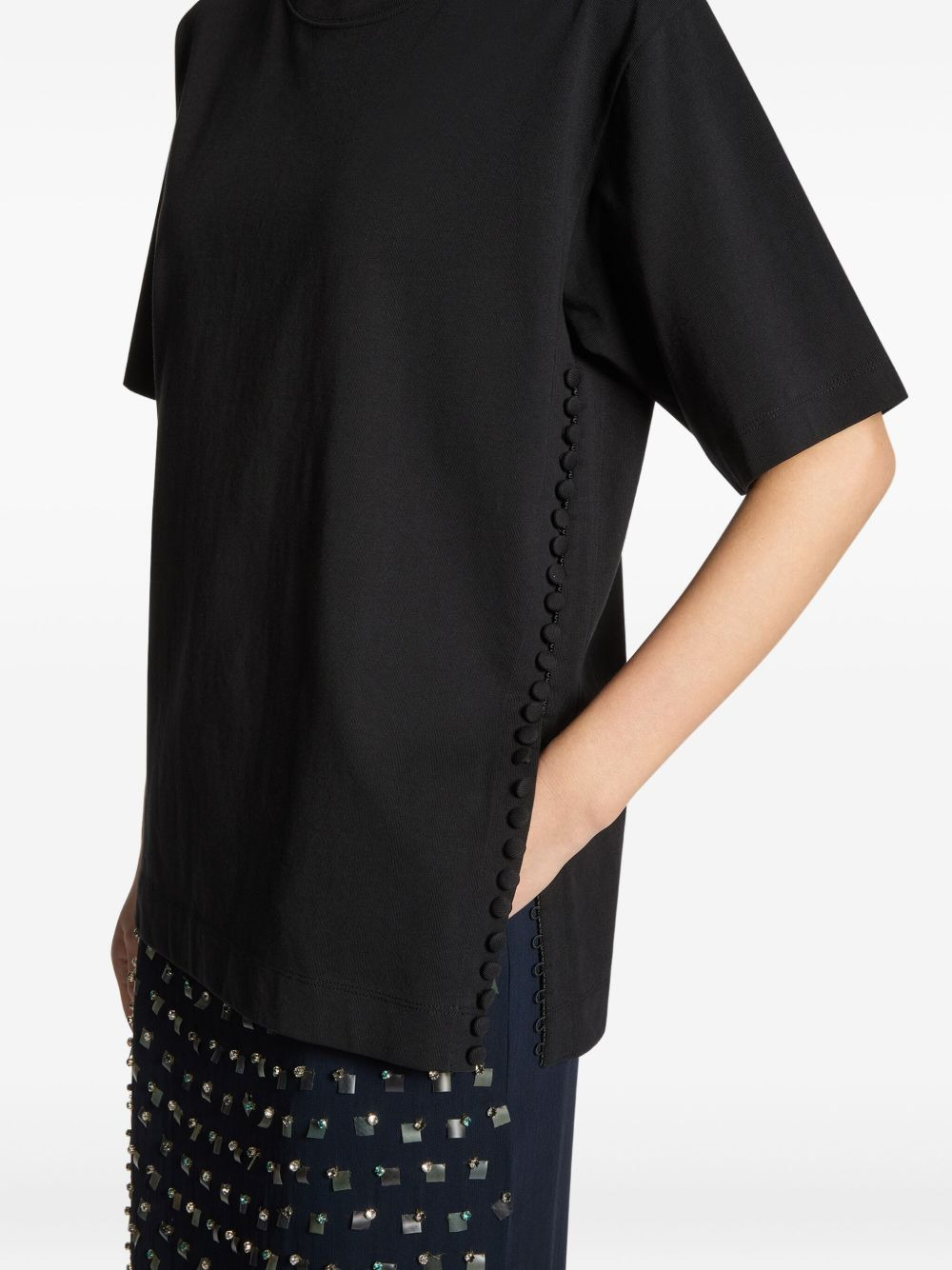 crew-neck button-embellishment T-shirt - 5
