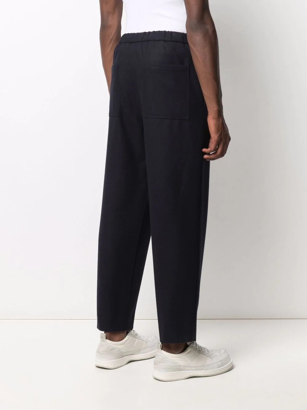 elasticated wool-blend trousers - 4