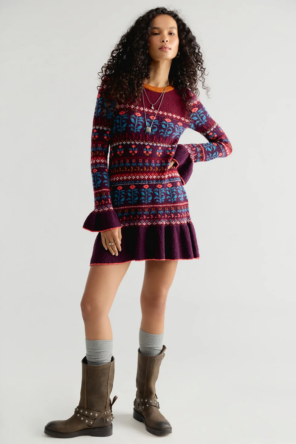 Petal Loom Fair Isle Mini Dress - 1