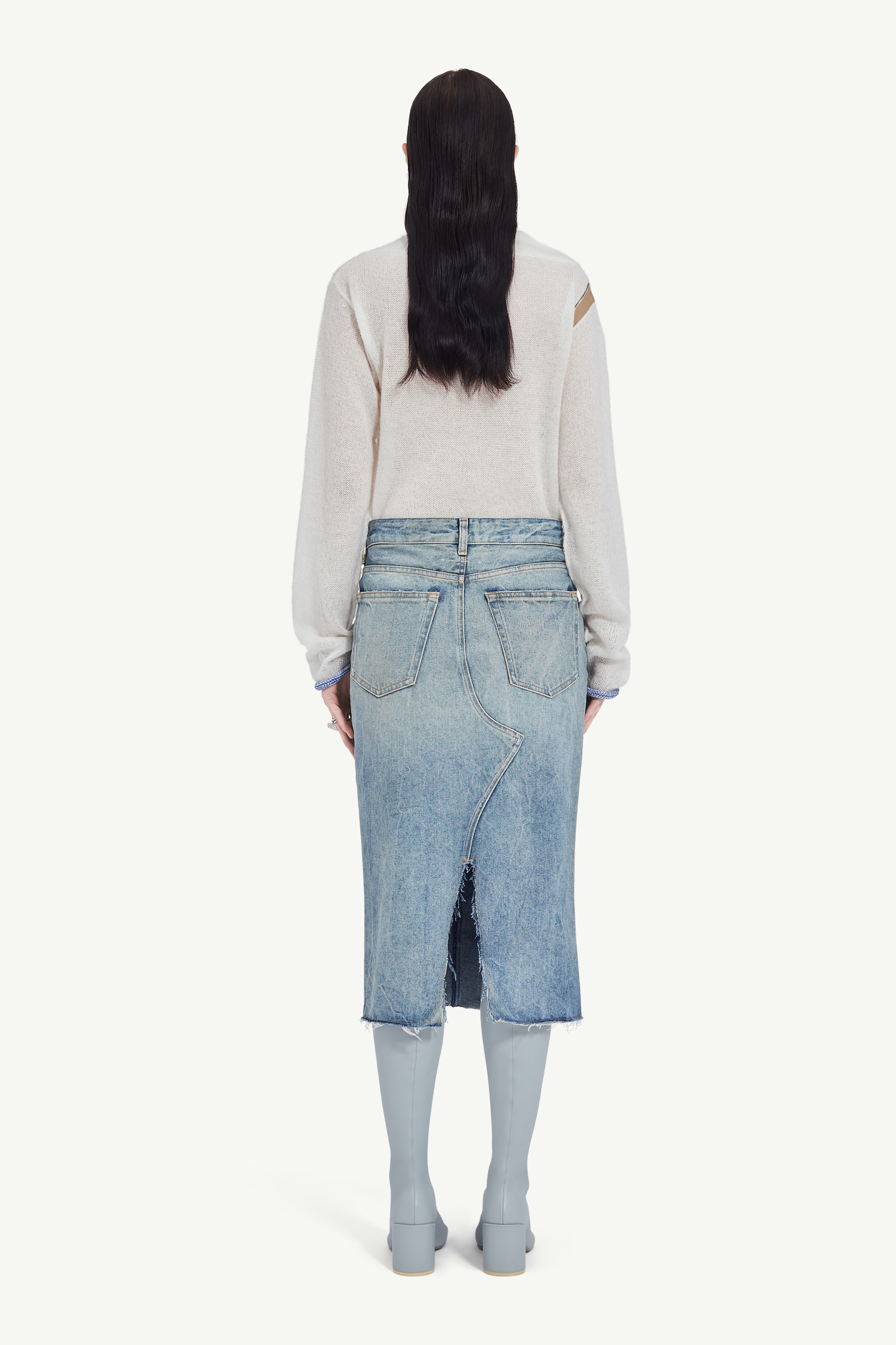 Mid-length denim skirt - 4
