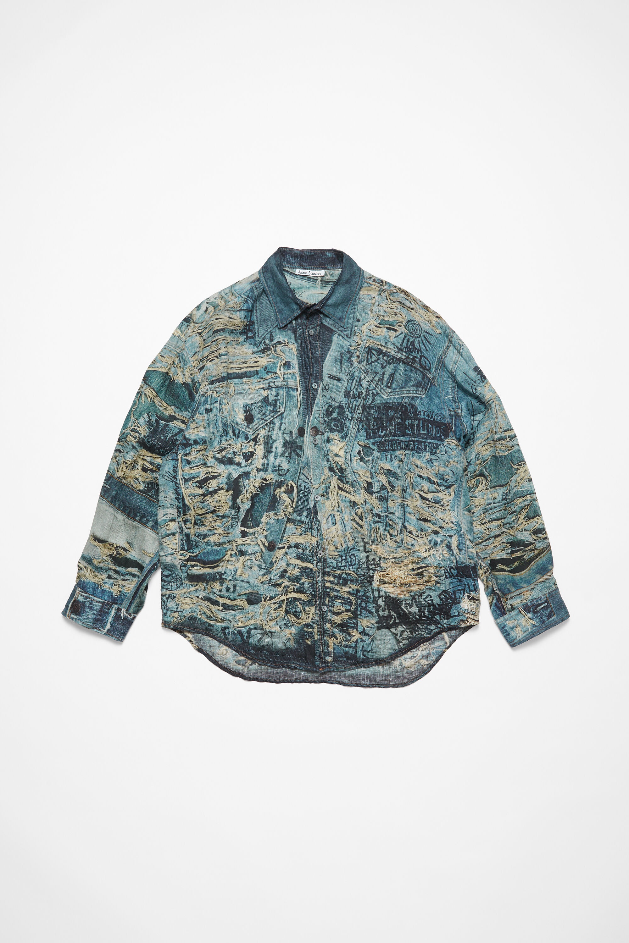 Printed button-up shirt - Denim Blue - 6