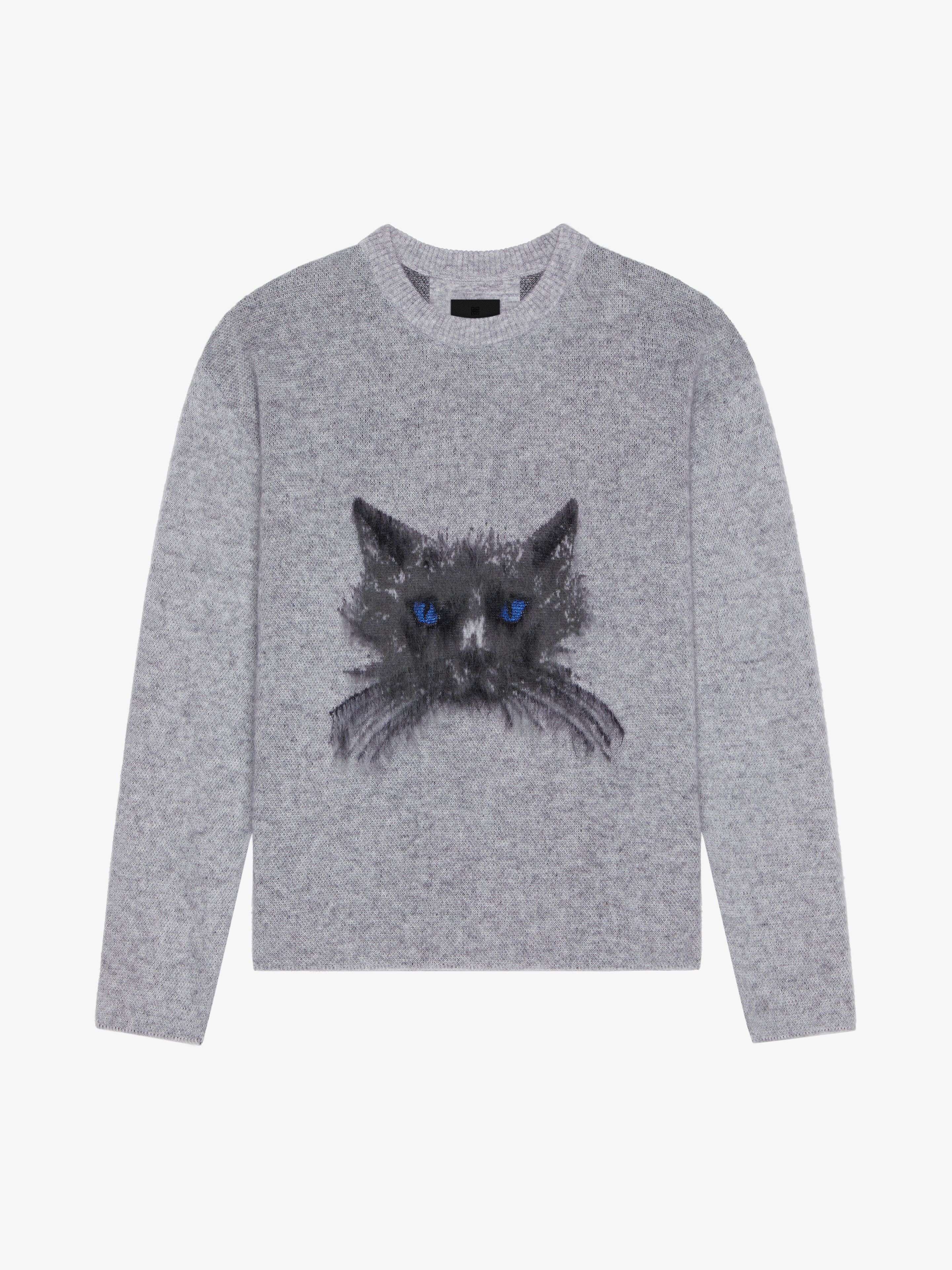 SWEATER IN WOOL AND MOHAIR WITH CAT JACQUARD - 1