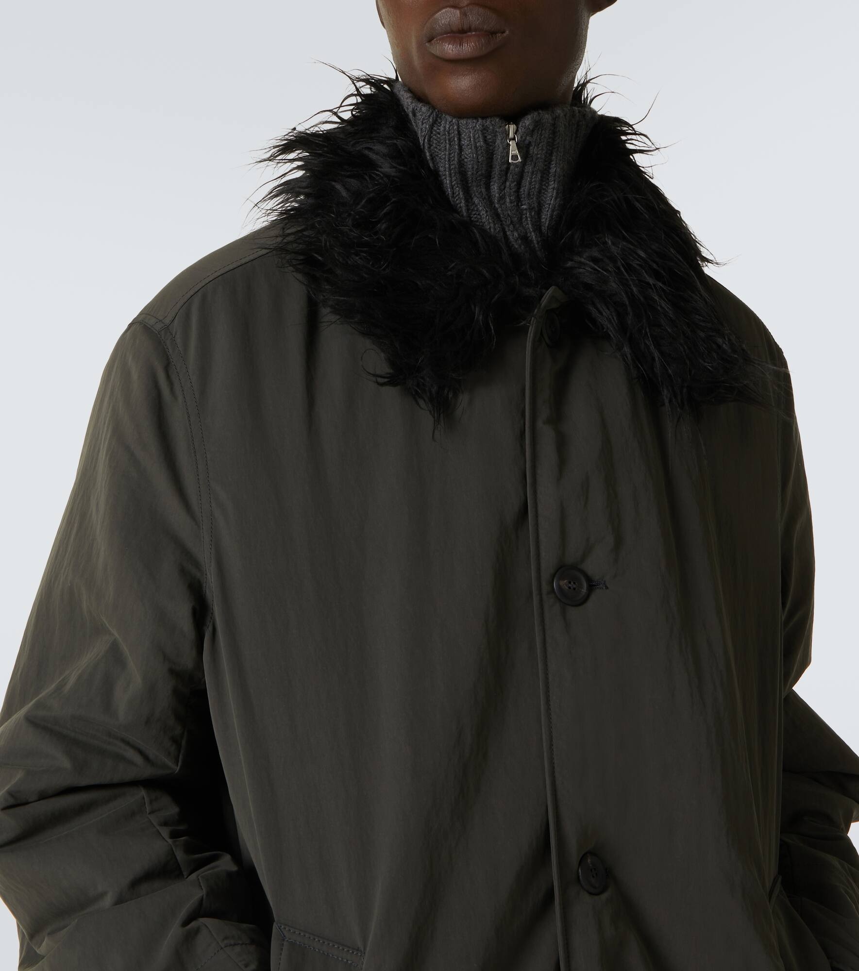 Polar faux fur-trimmed coat - 5