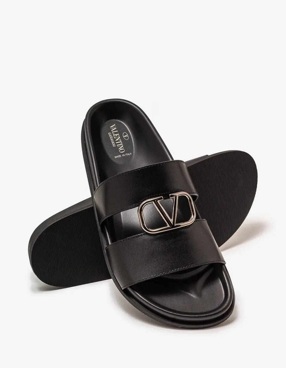 Valentino Black VLogo Slide Sandals - 2