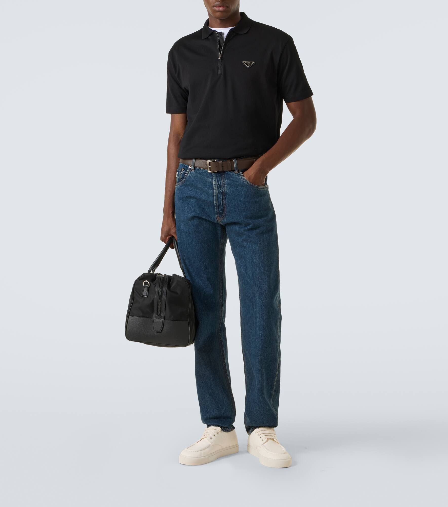 Re-Nylon-trimmed cotton piqué polo shirt - 2