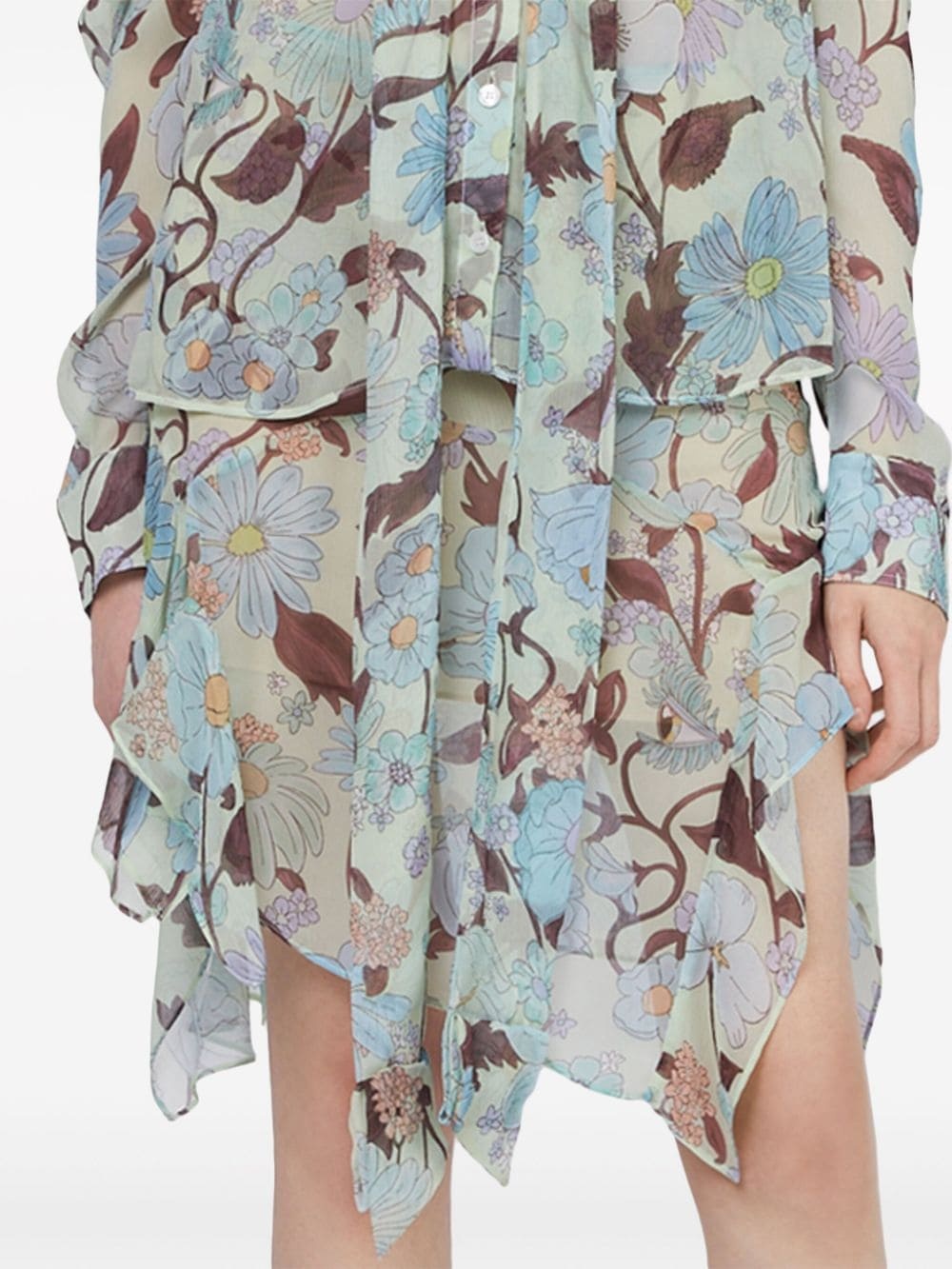 Lady Garden-print silk chiffon skirt - 4