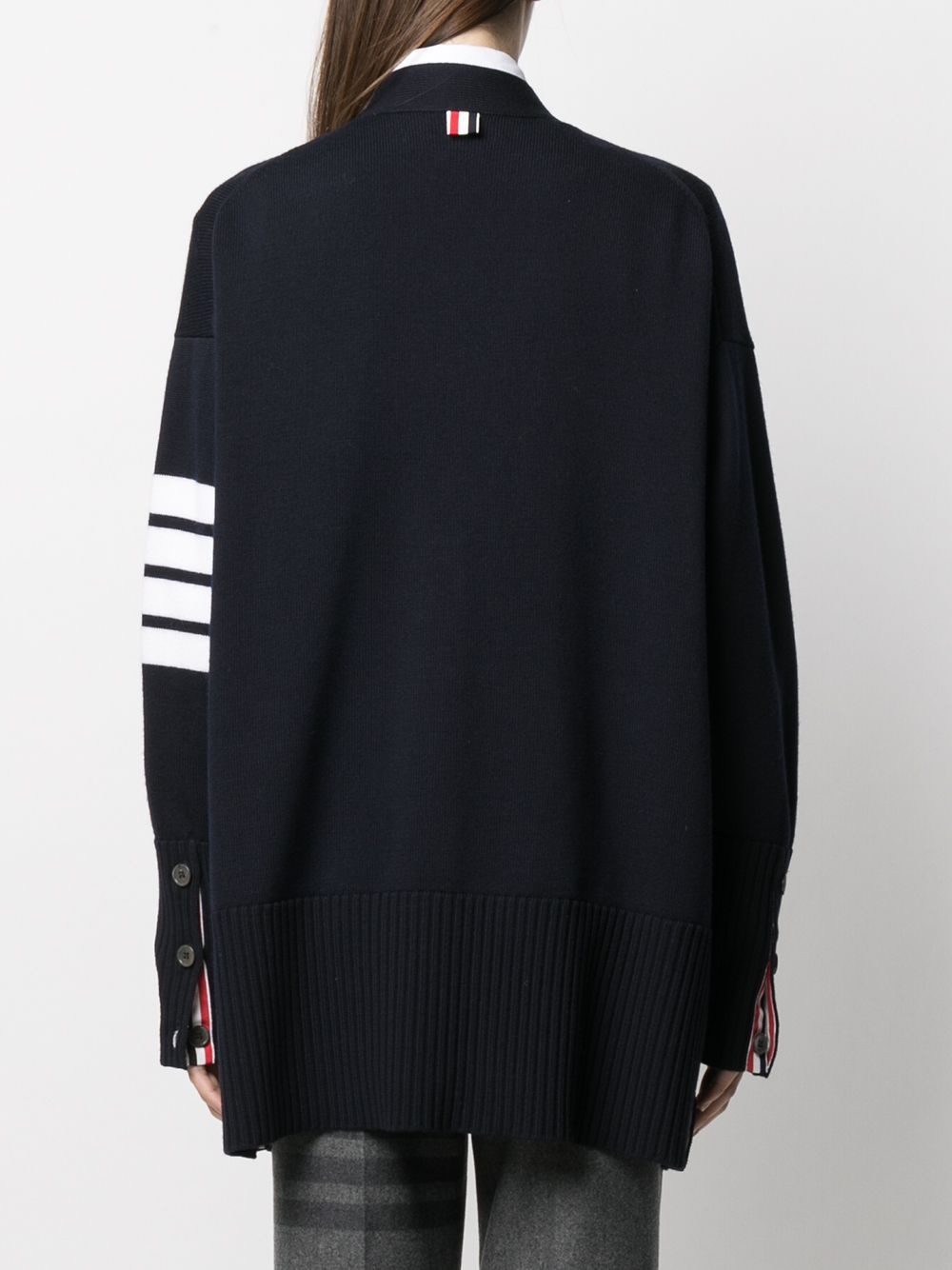 oversized 4-Bar stripe cardigan - 4