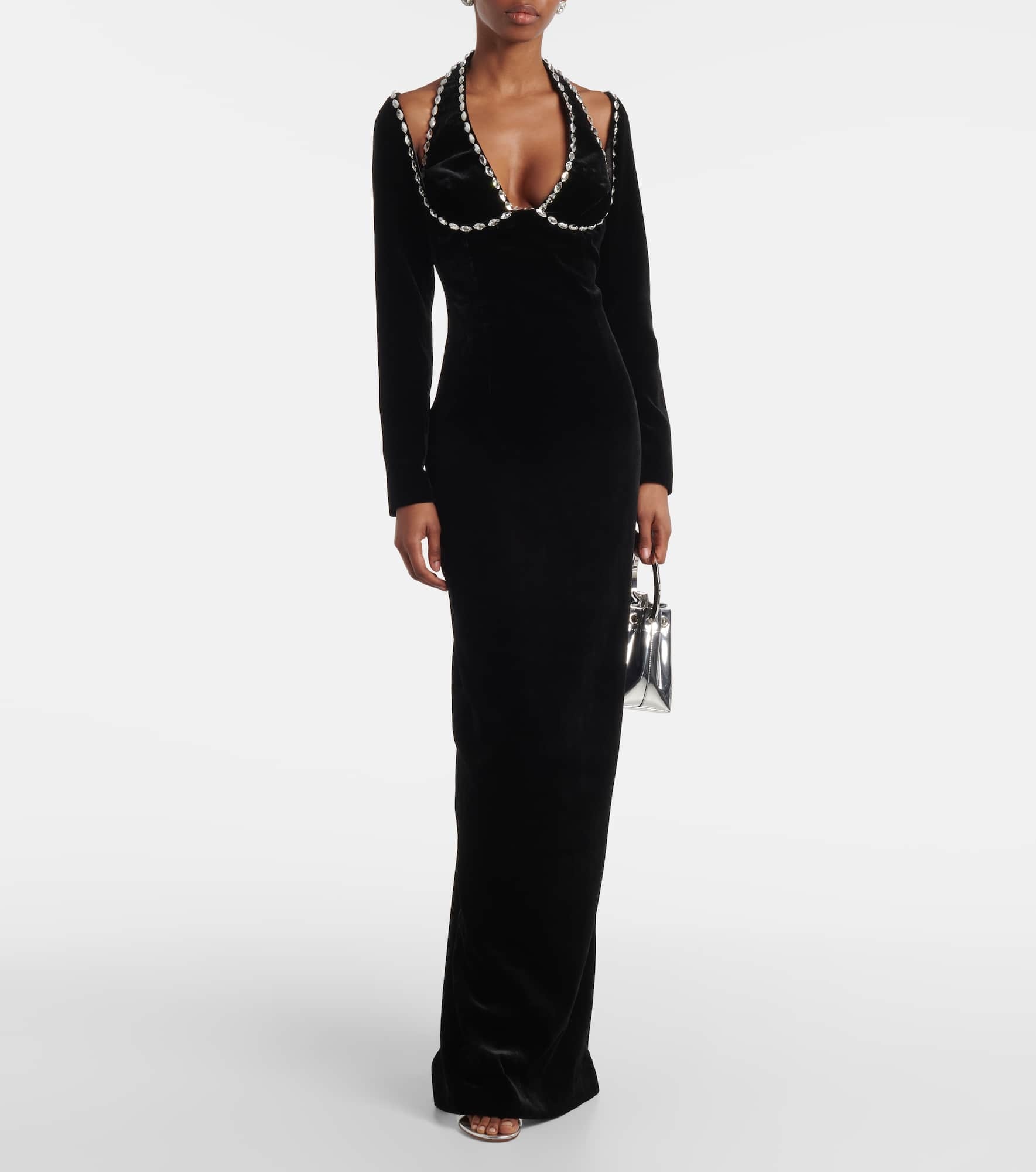 Crystal-embellished velvet gown - 2