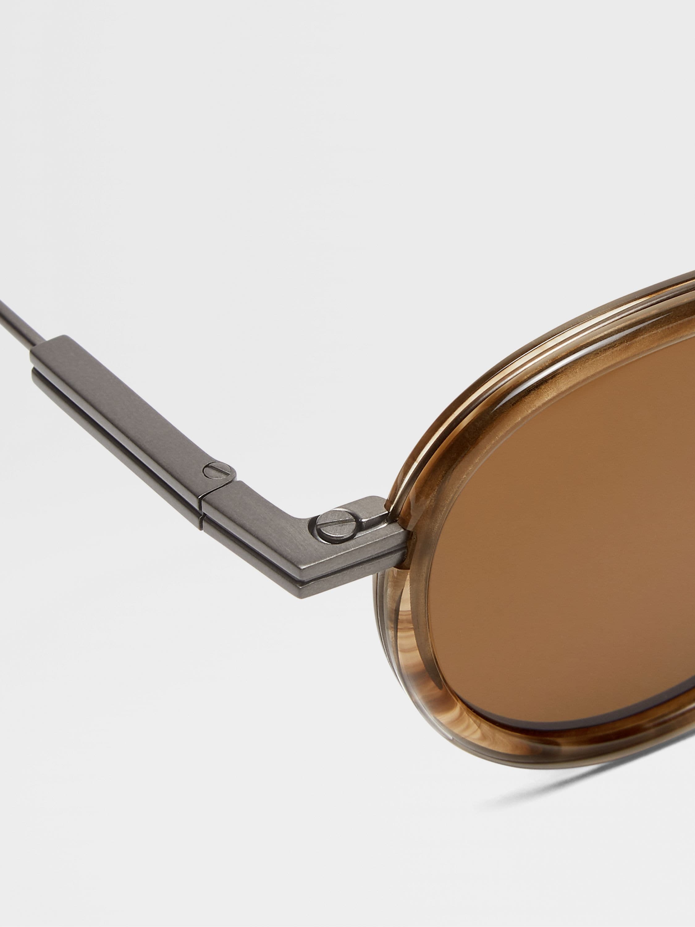 STRIPED HAVANA TITANIUM AND ACETATE SUNGLASSES - 2