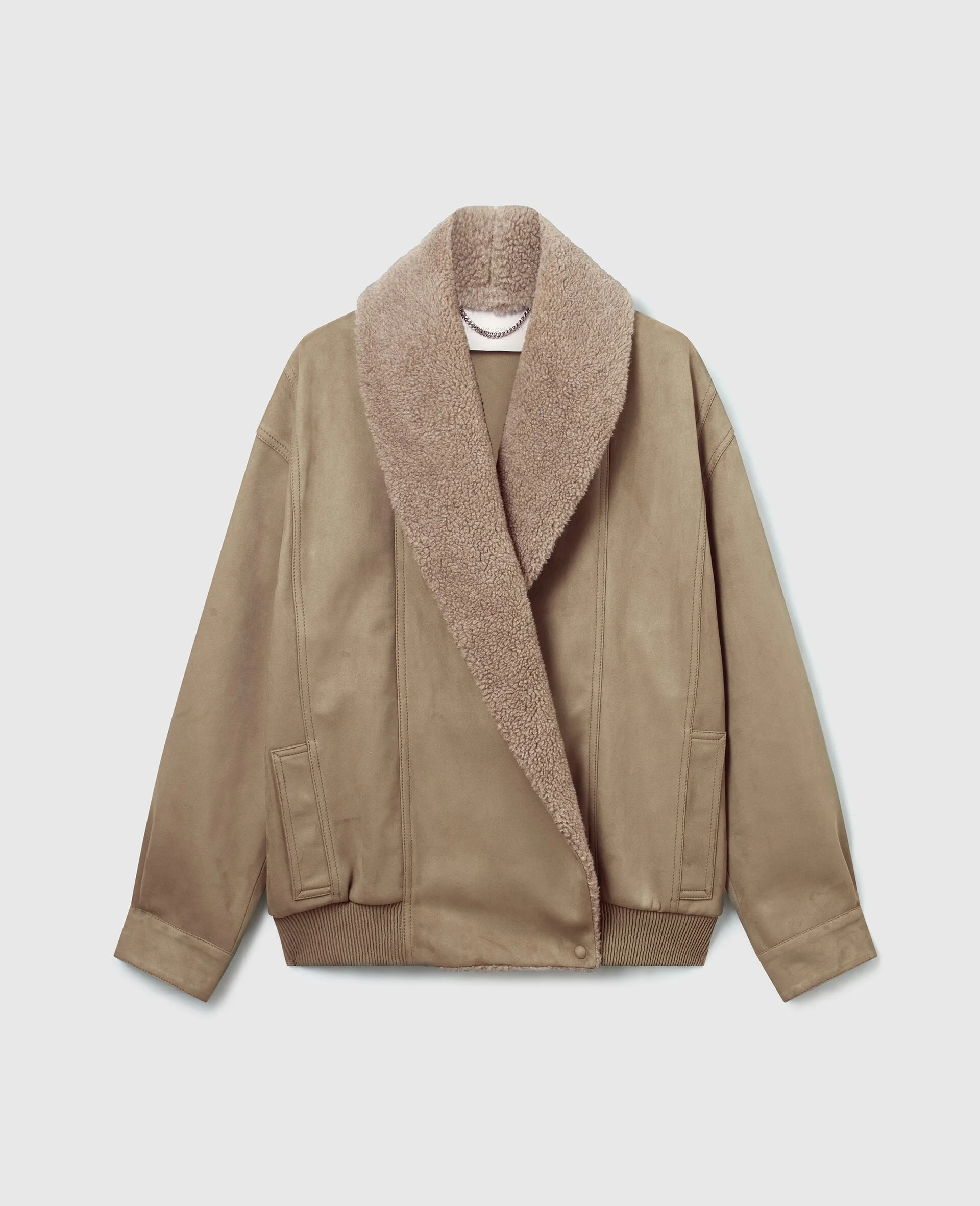 Vegan Suede Plush-Trimmed Jacket - 1