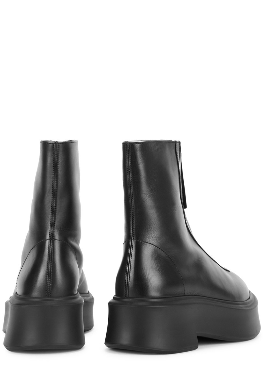 Zipped 1 leather flatform ankle boots - 3