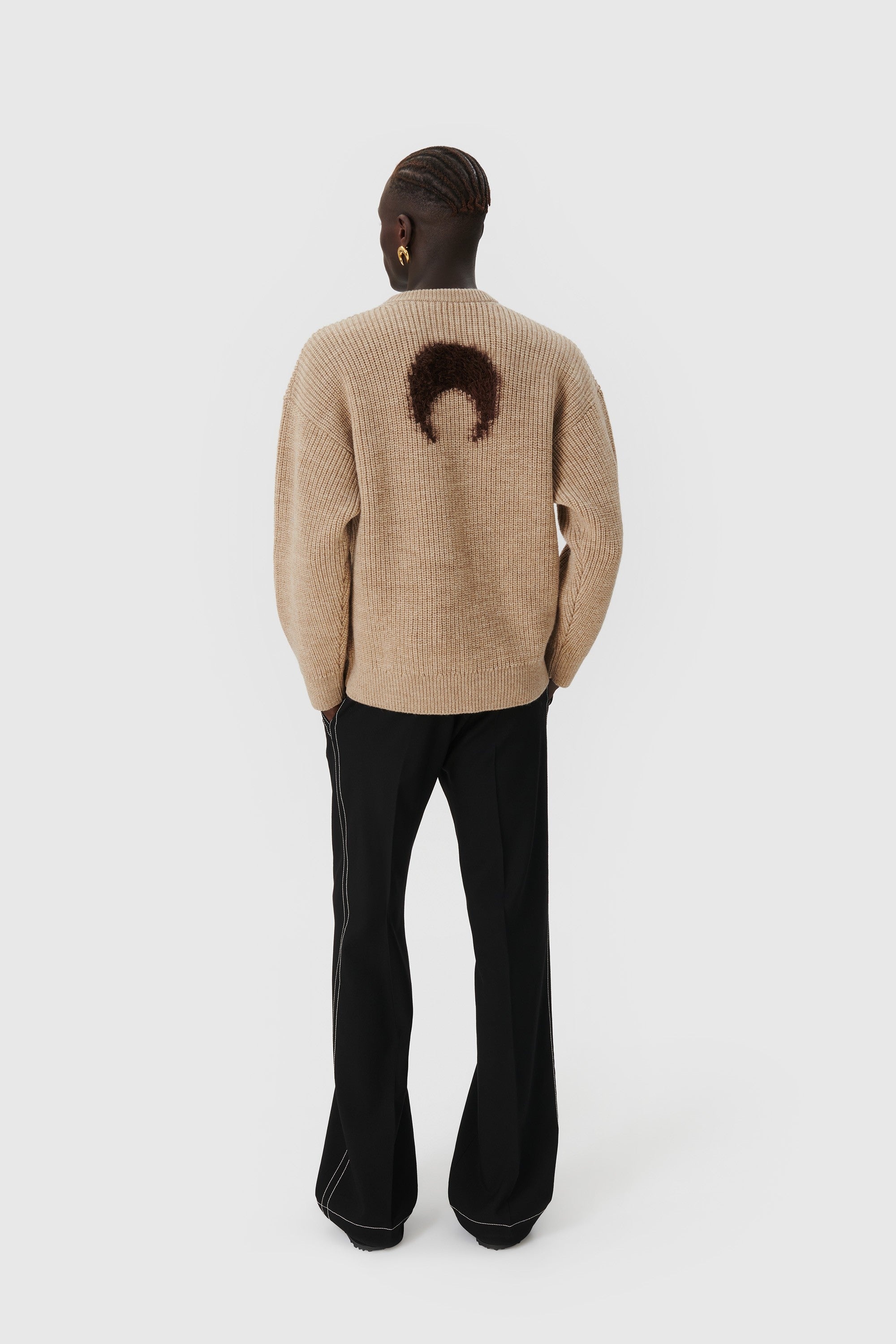 Wool And Fluffy Knit Crewneck Pullover - 3
