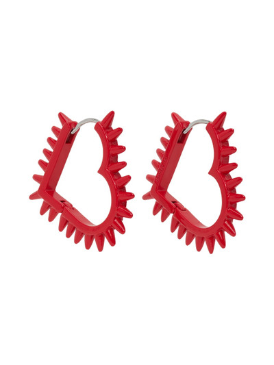 We11done Red Small Spike Heart Earrings outlook