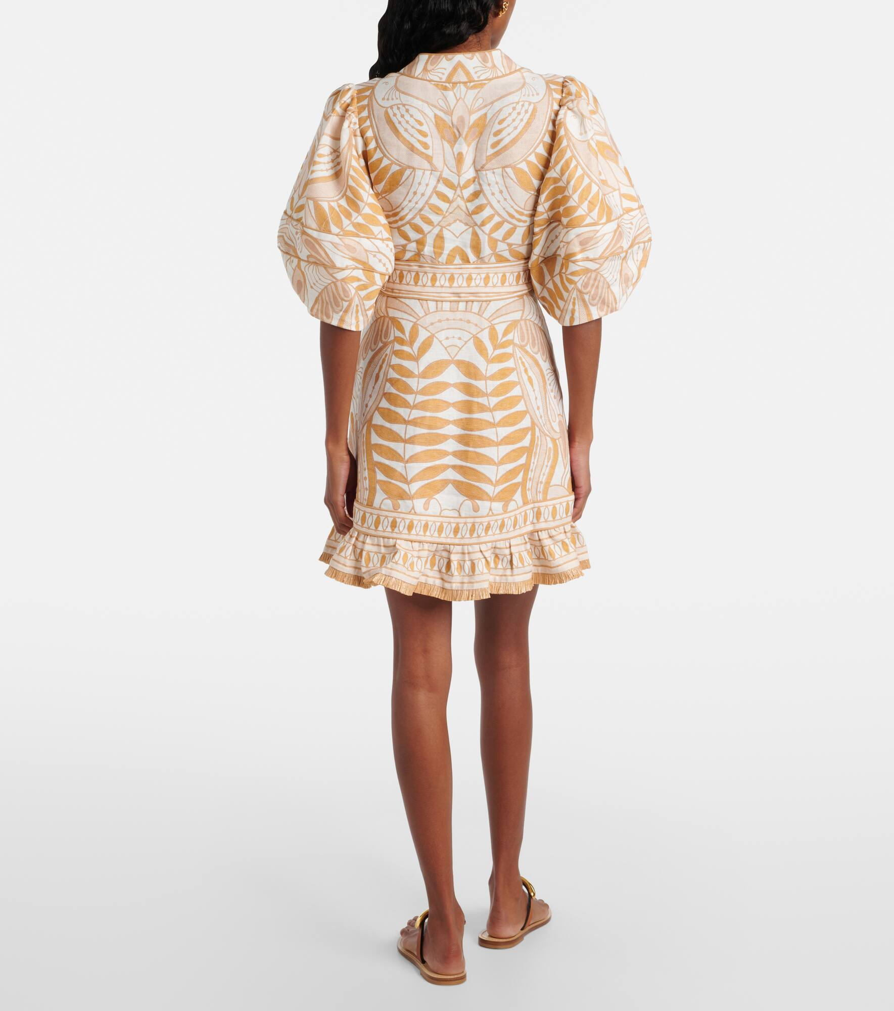 Printed belted linen minidress - 3