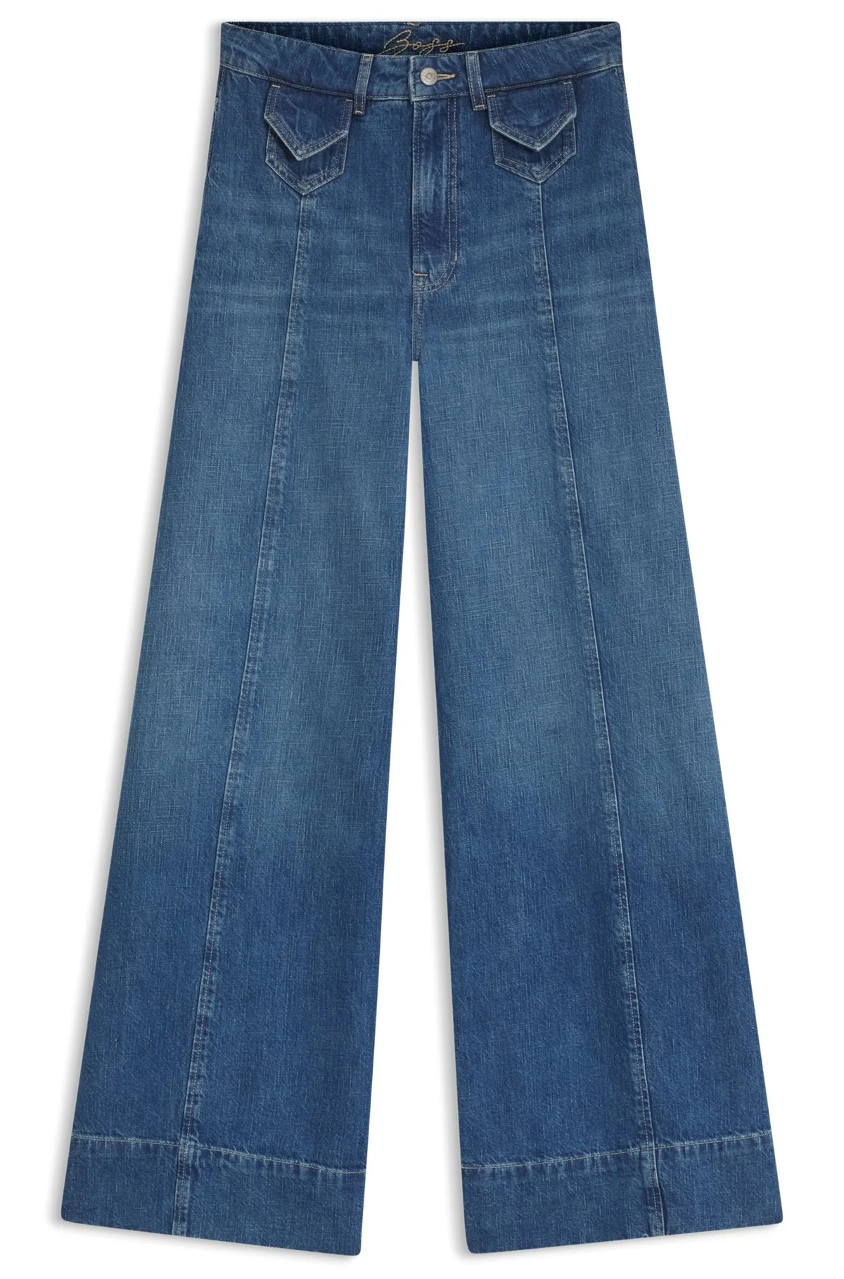 WIDE-LEG HIGH-RISE JEANS IN VINTAGE-WASH DENIM - 1