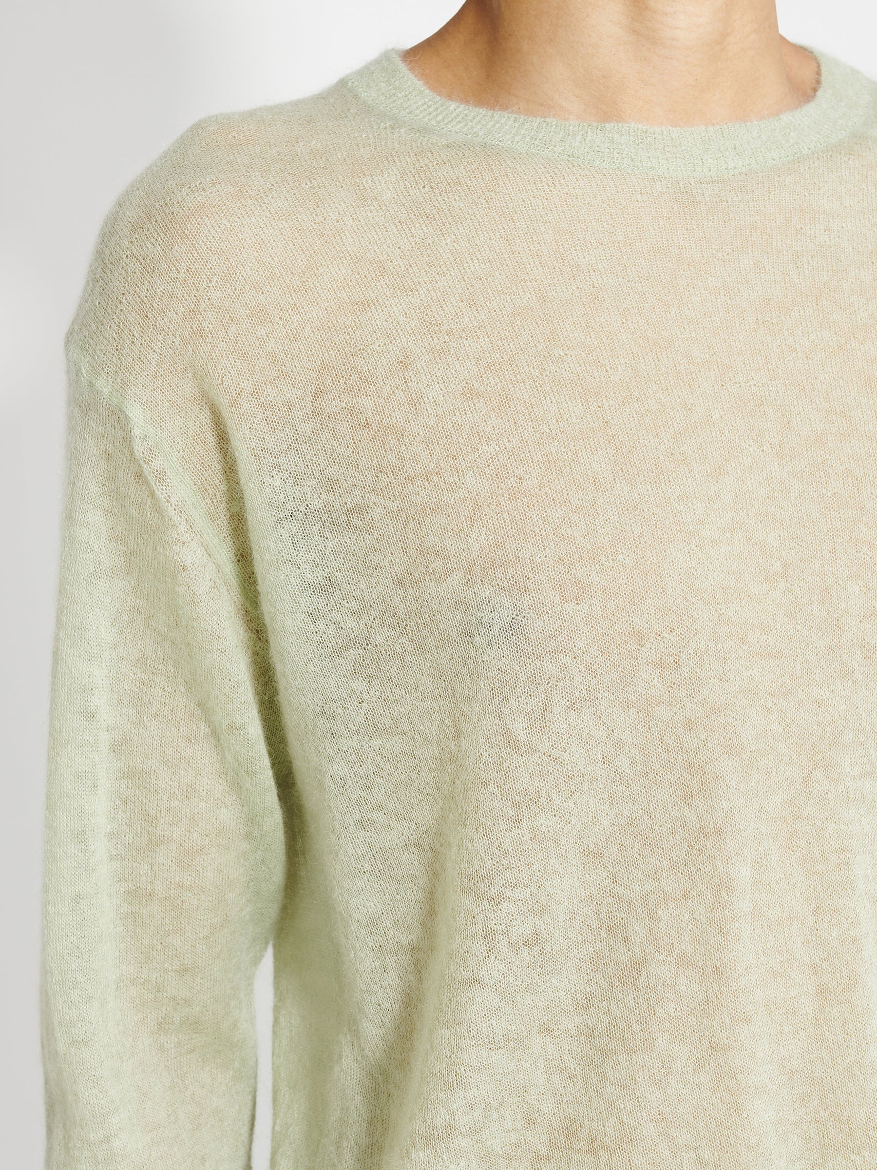 AURALEE KID MOHAIR SHEER KNIT P/O LIGHT GREEN - 5