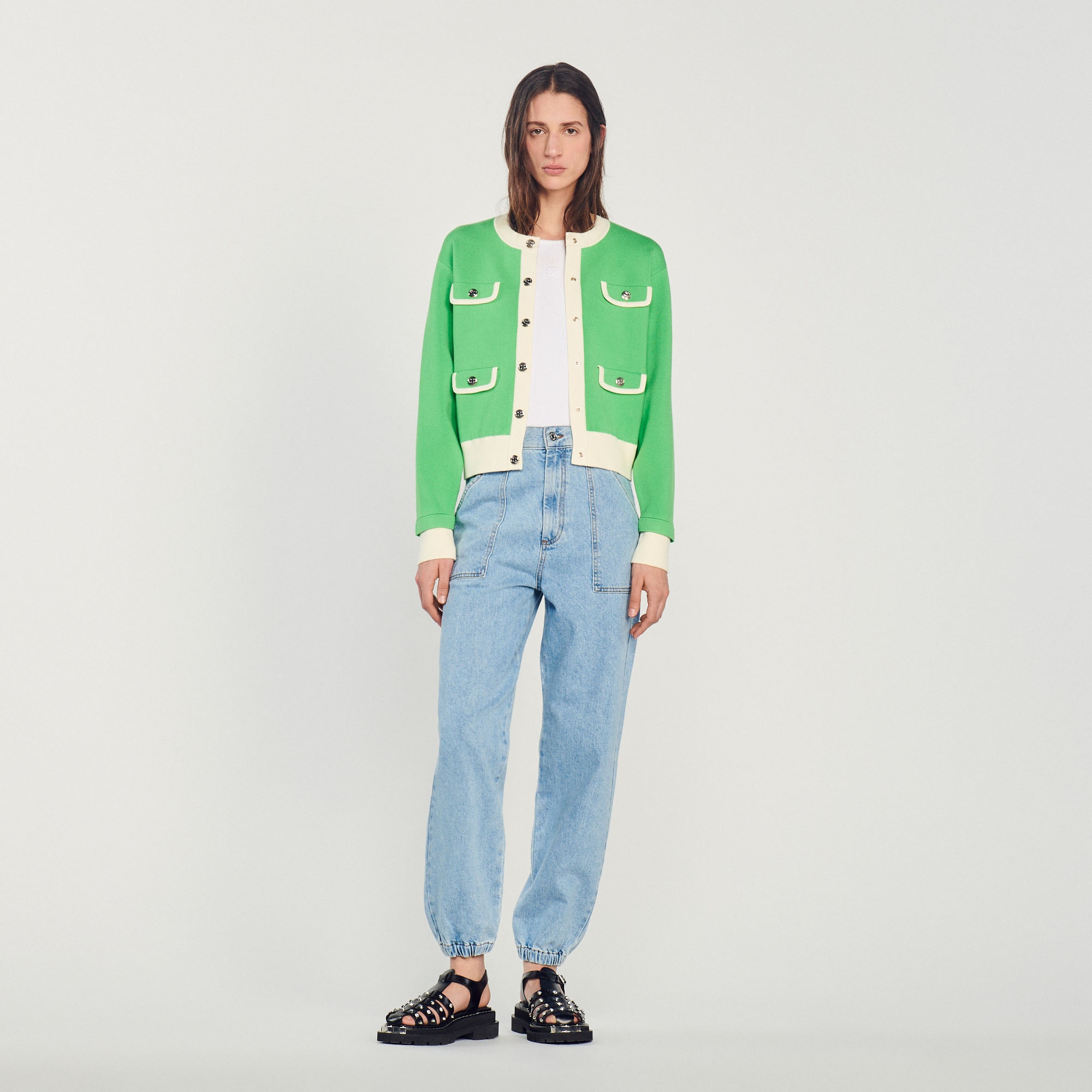 Two-tone cardigan with buttons - 3