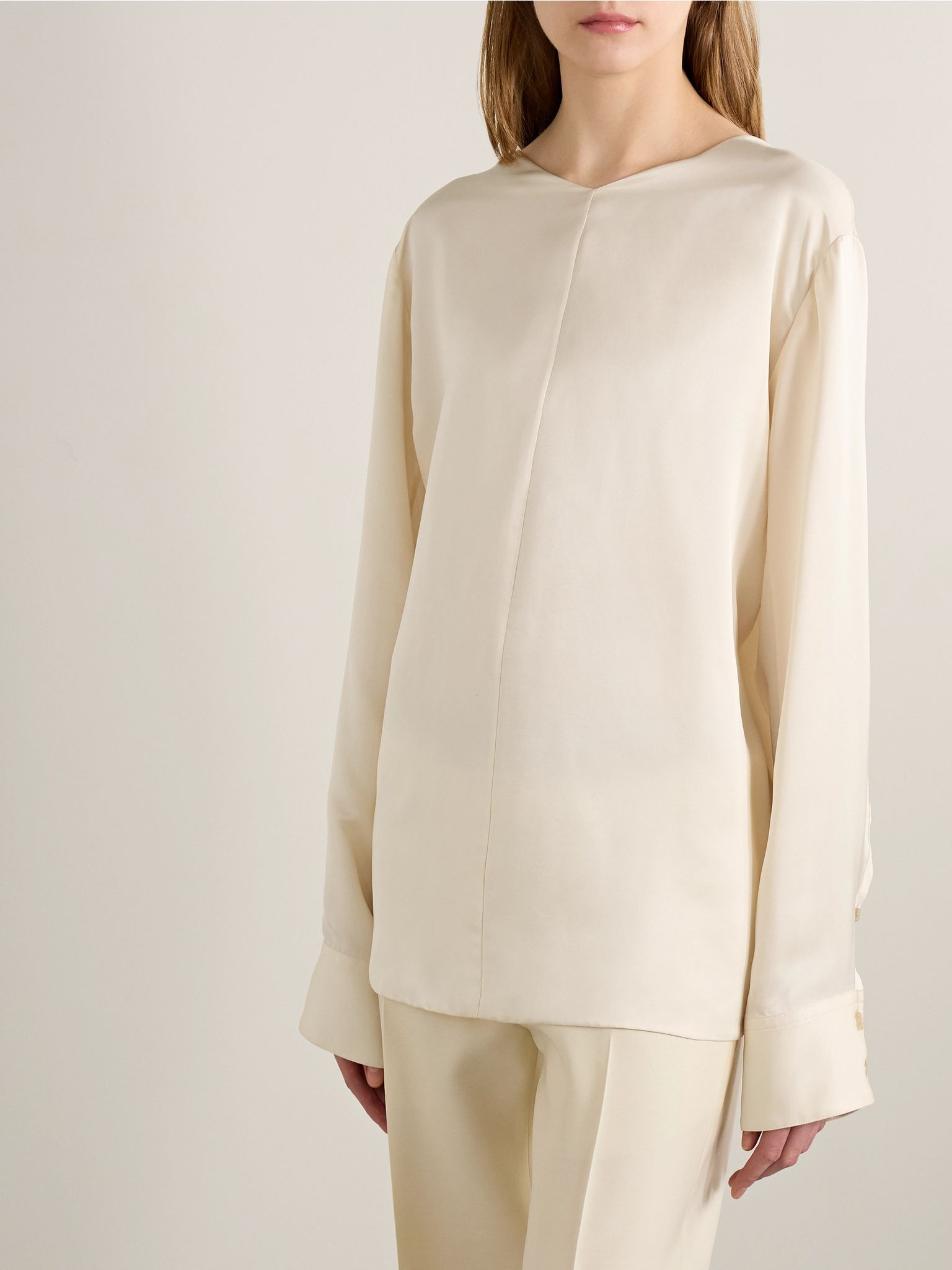 Durion open-back satin top Cream - 3