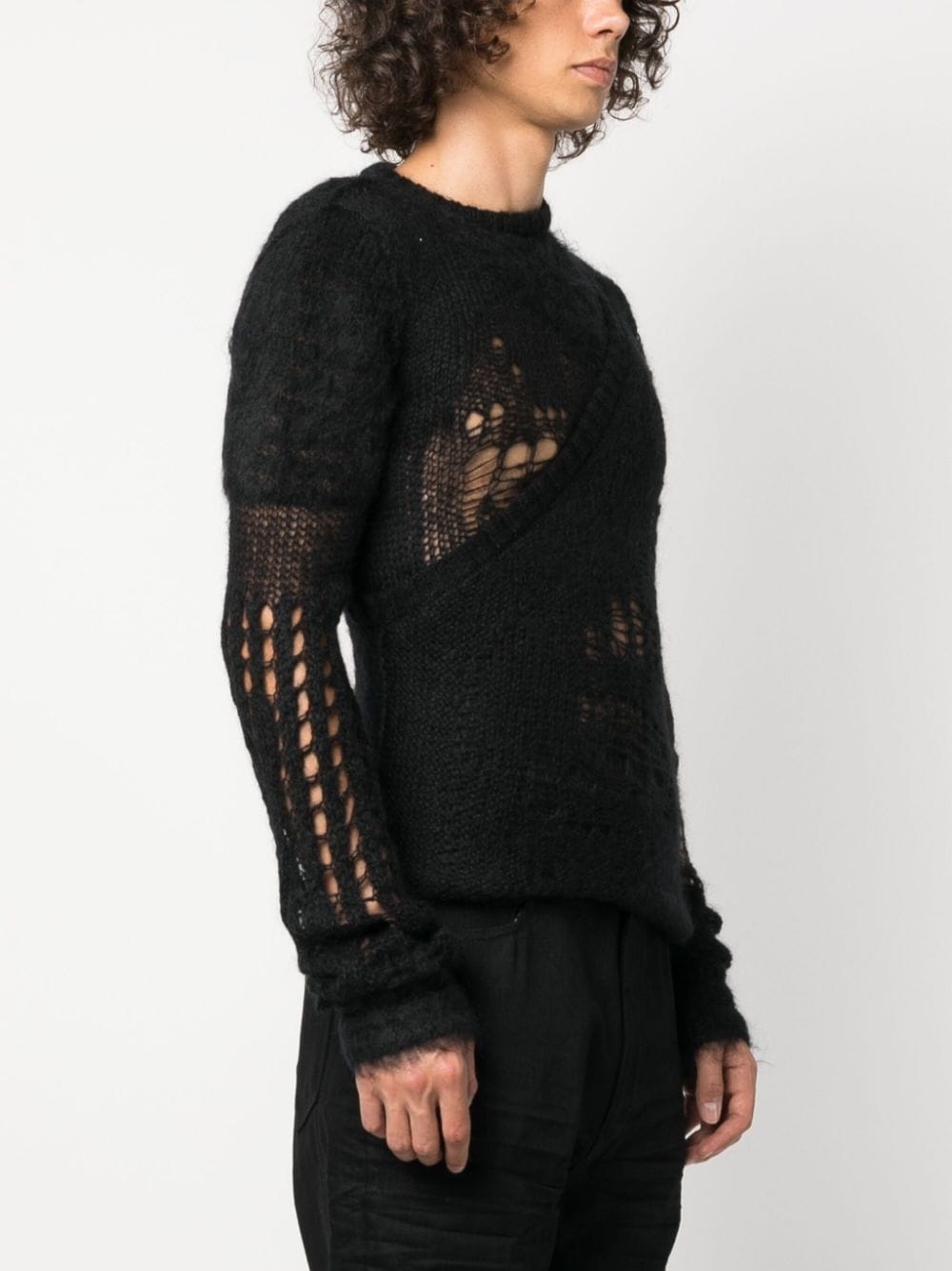 asymmetric distressed-knit jumper - 3