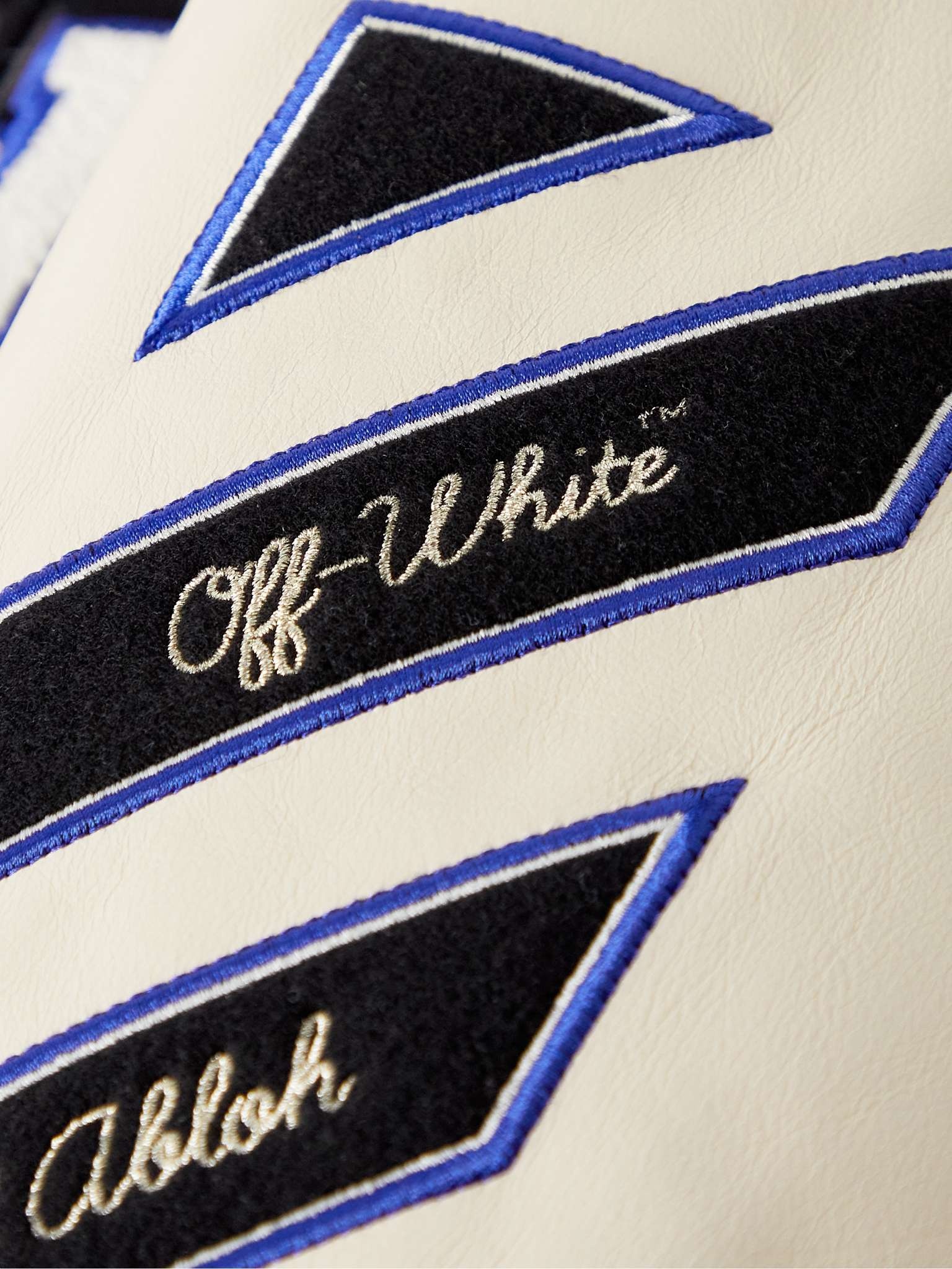 Off-White Appliquéd Wool-Blend Felt and Leather Varsity