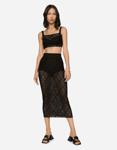Dolce & Gabbana Tulle calf-length skirt with all-over DG logo outlook