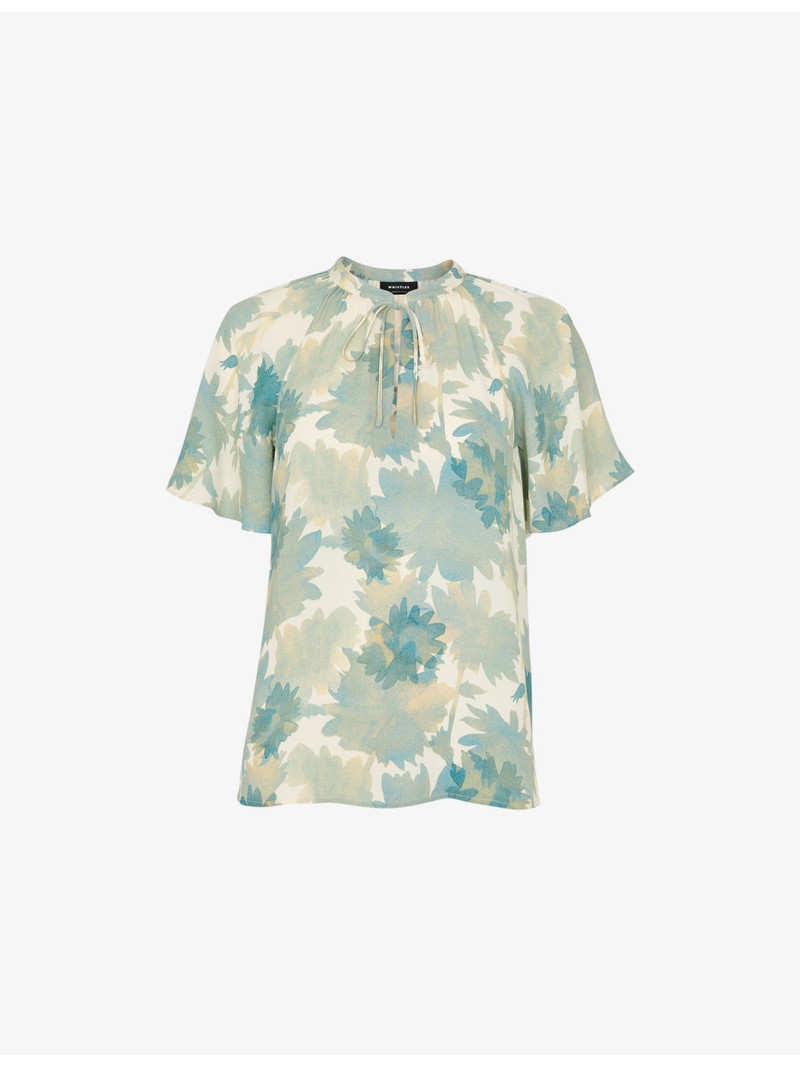 Tie-Neck Floral-Print Woven Blouse 1