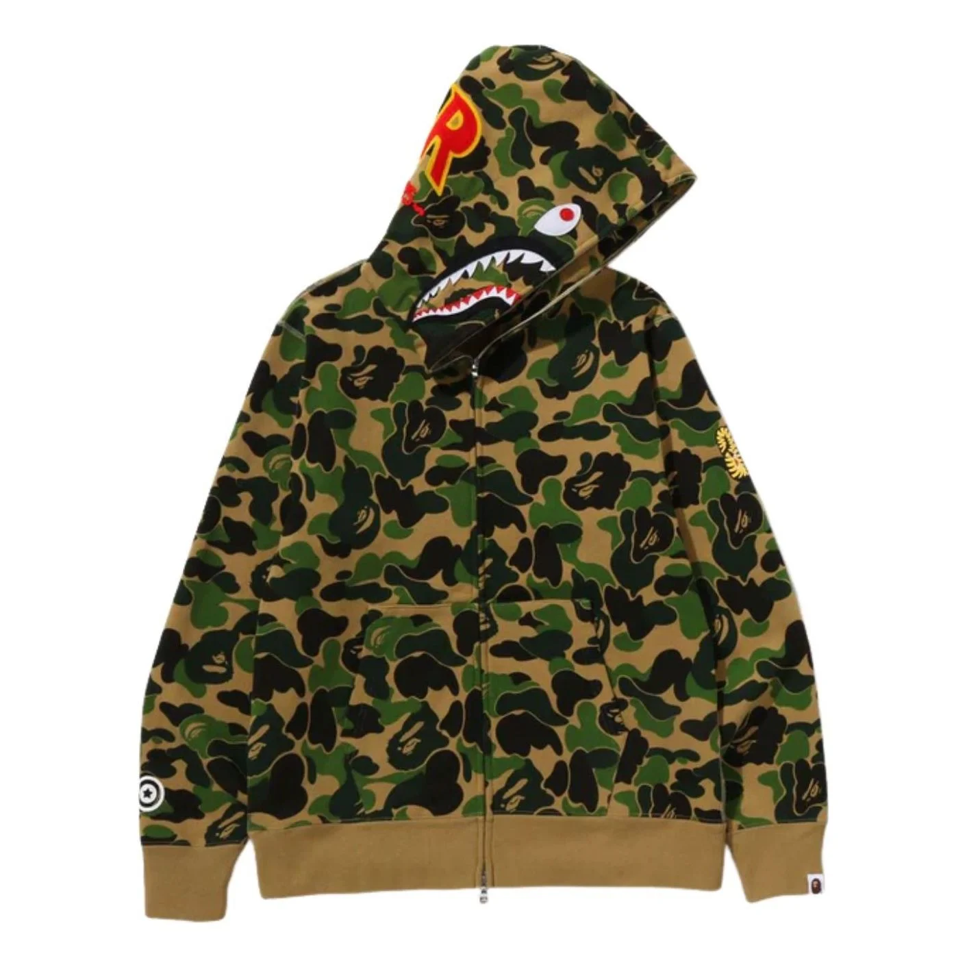 A Bathing Ape ABC Camo 2nd Shark Full Zip Hoodie 'Green' 1M30-115-008-GRN - 1
