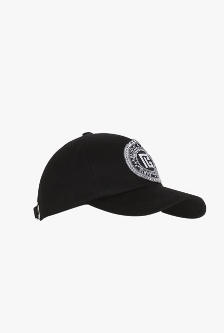 Black cotton cap with Balmain monogram badge - 4