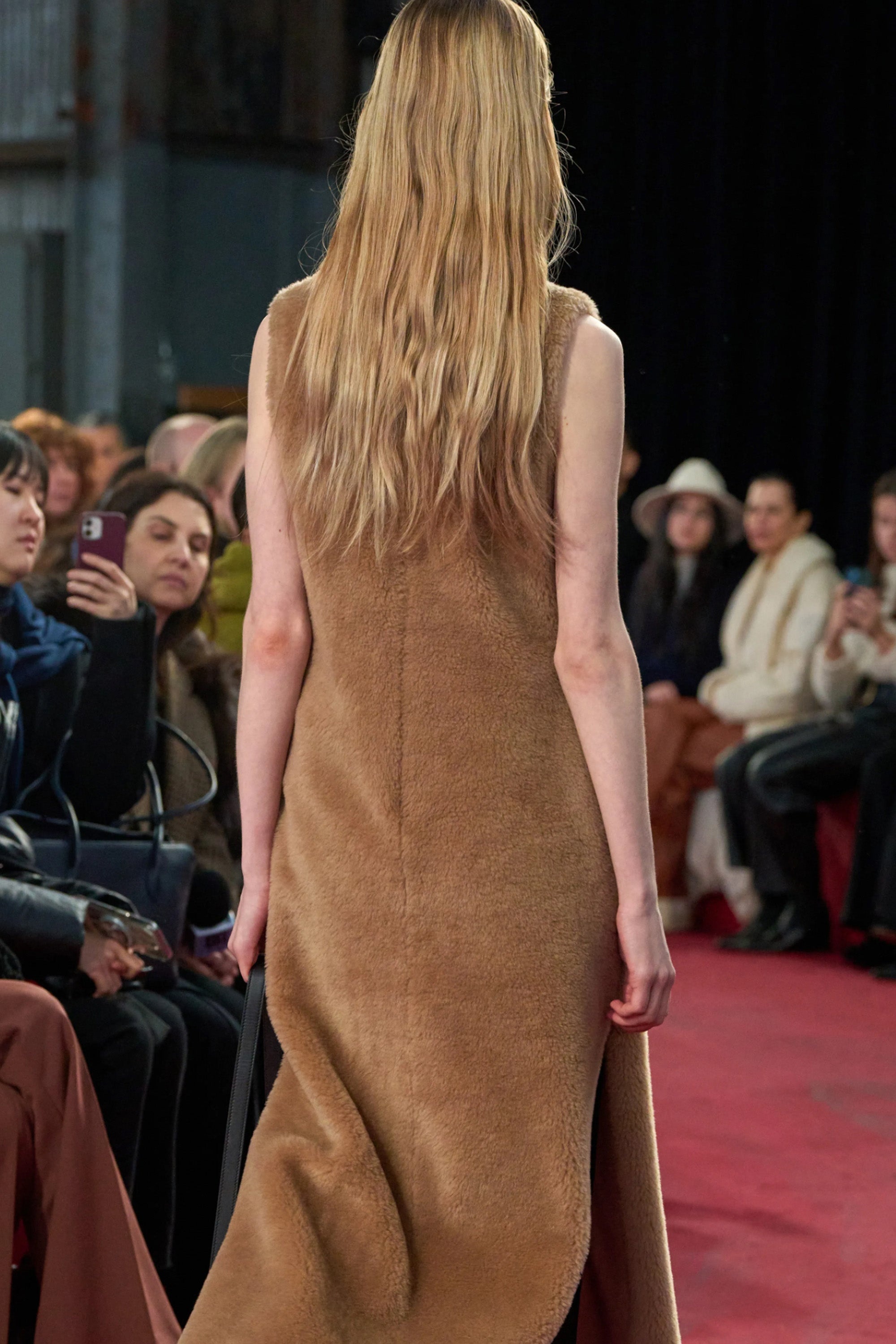 Ornstone Dress in Camel Virgin Wool Silk Cashmere Fur - 3