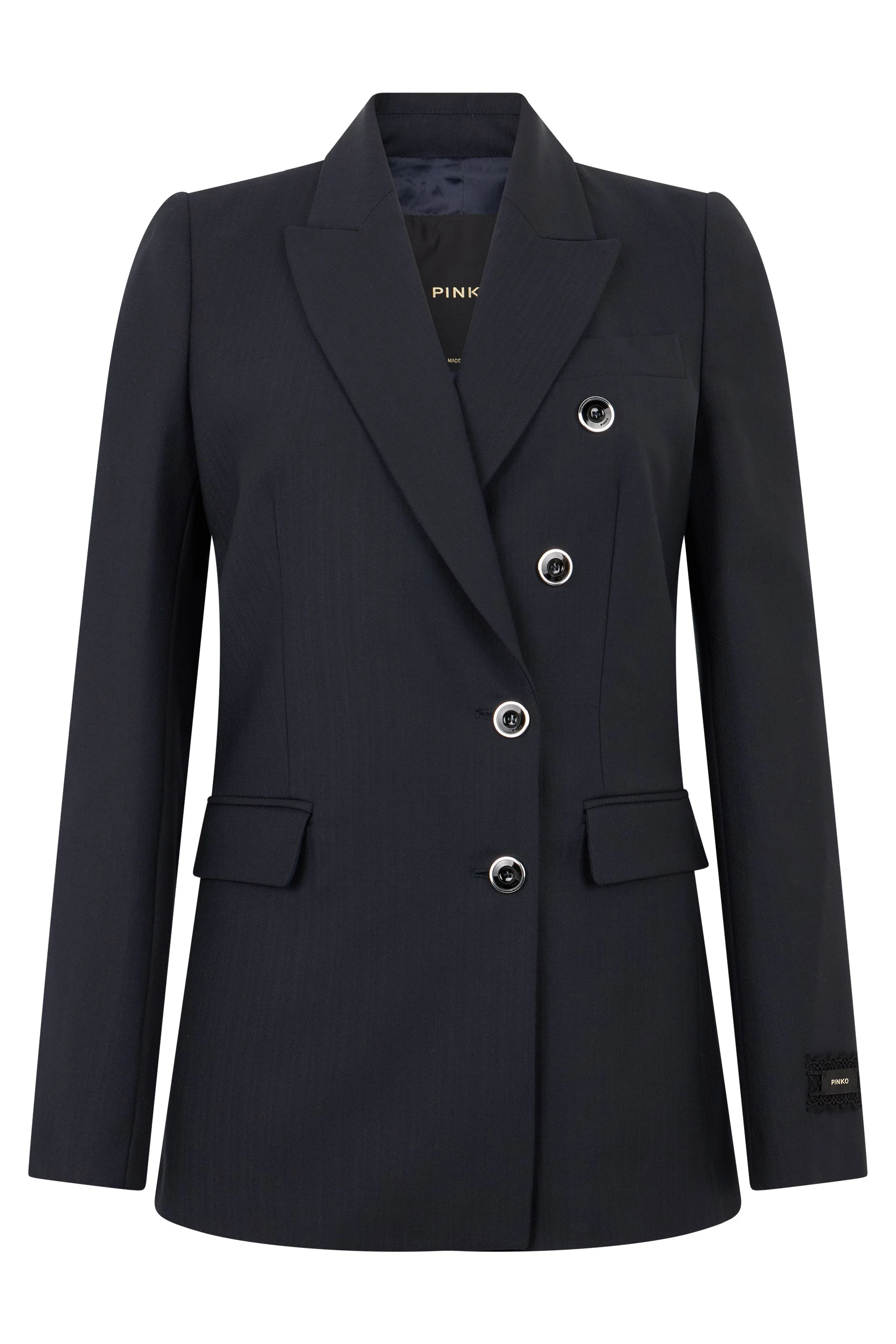 Pinko Structured Wool-Blend Blazer — Navy - 1